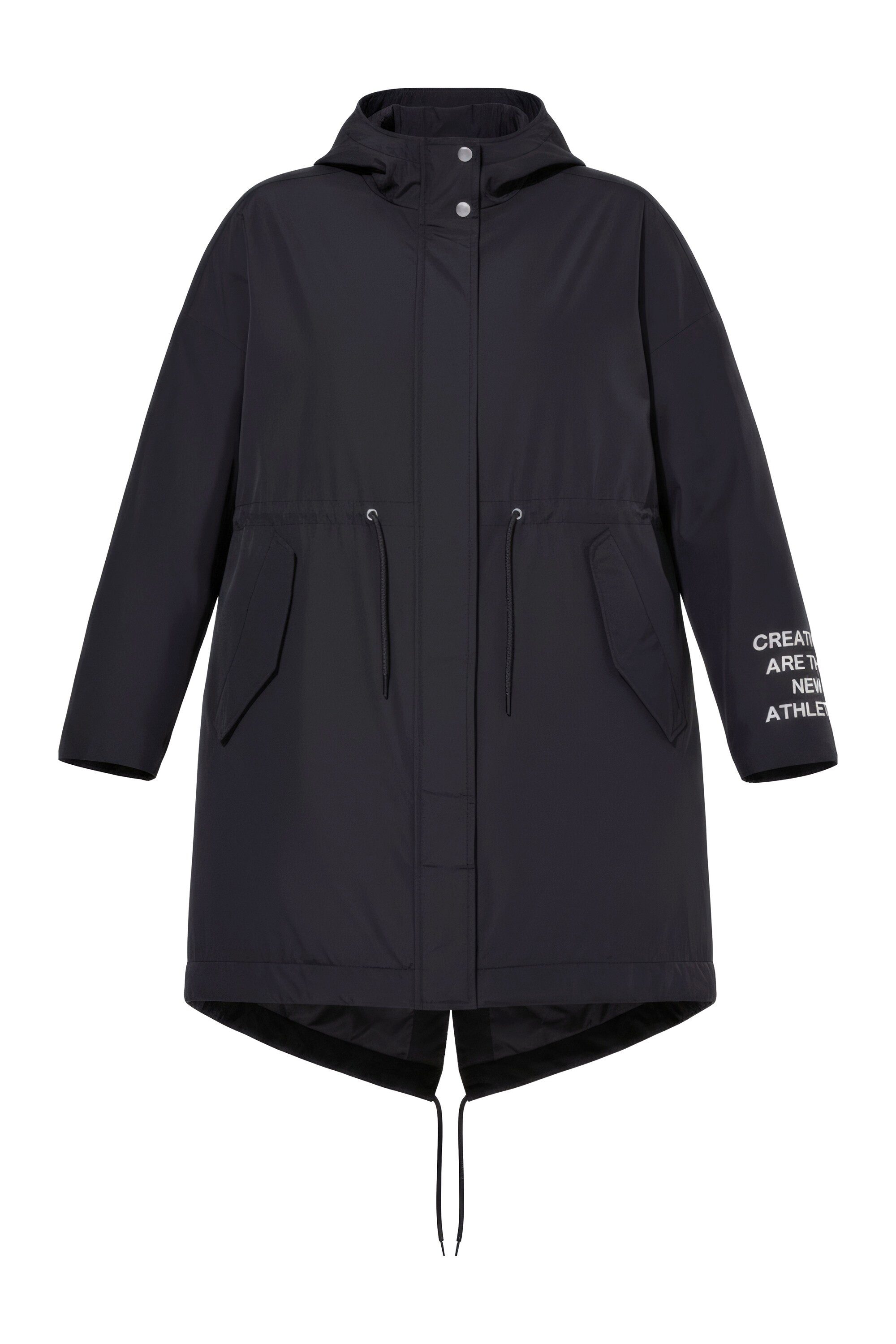 Studio Untold Wintermantel Parka A-Linie Statement-Stickerei Kapuze