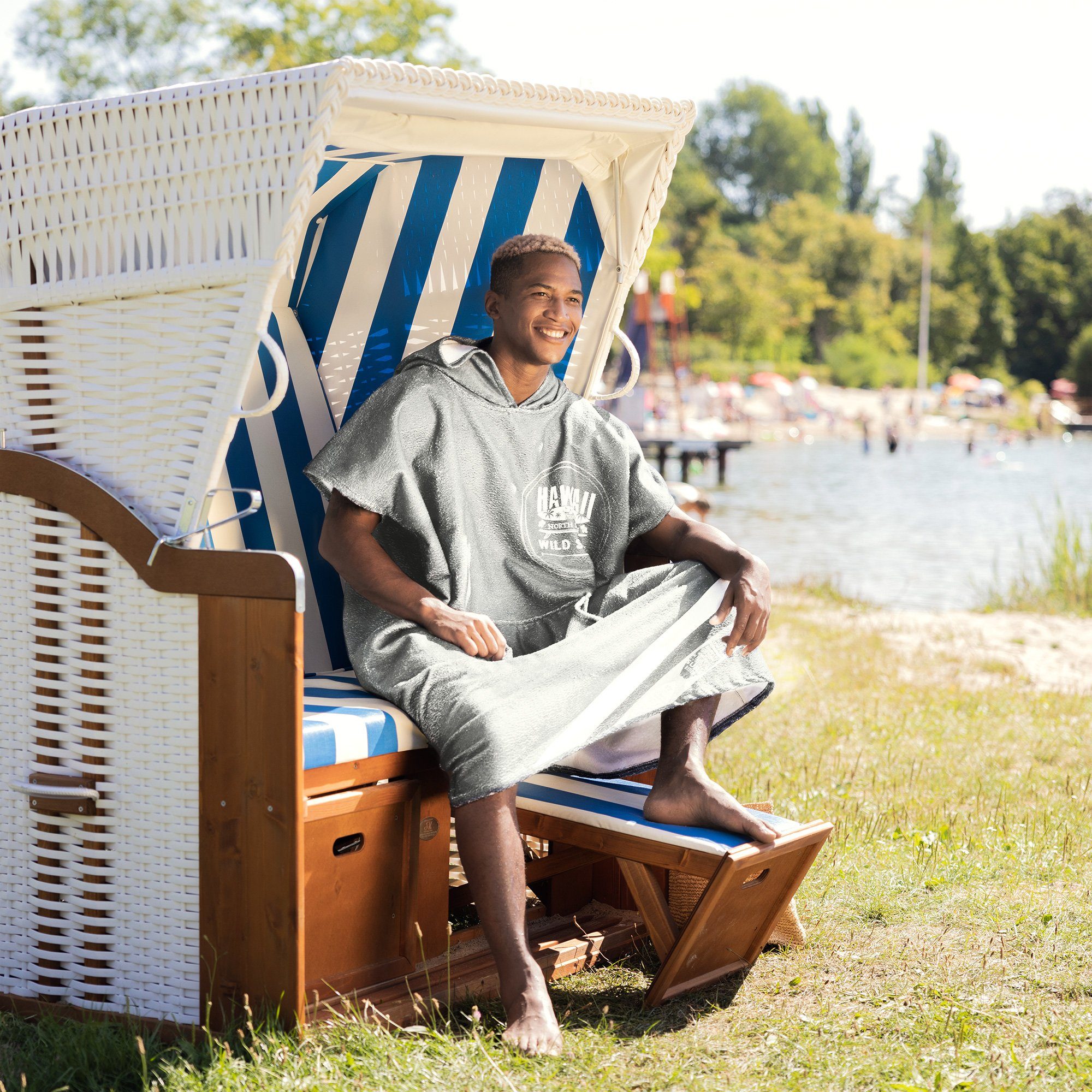 HOMELEVEL Bademantel Badeponcho Unisex - Surf Poncho - Baumwolle Polyester günstig online kaufen