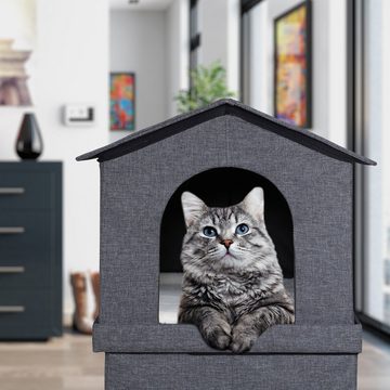 relaxdays Katzenzelt Katzenhaus 2 Etagen für drinnen