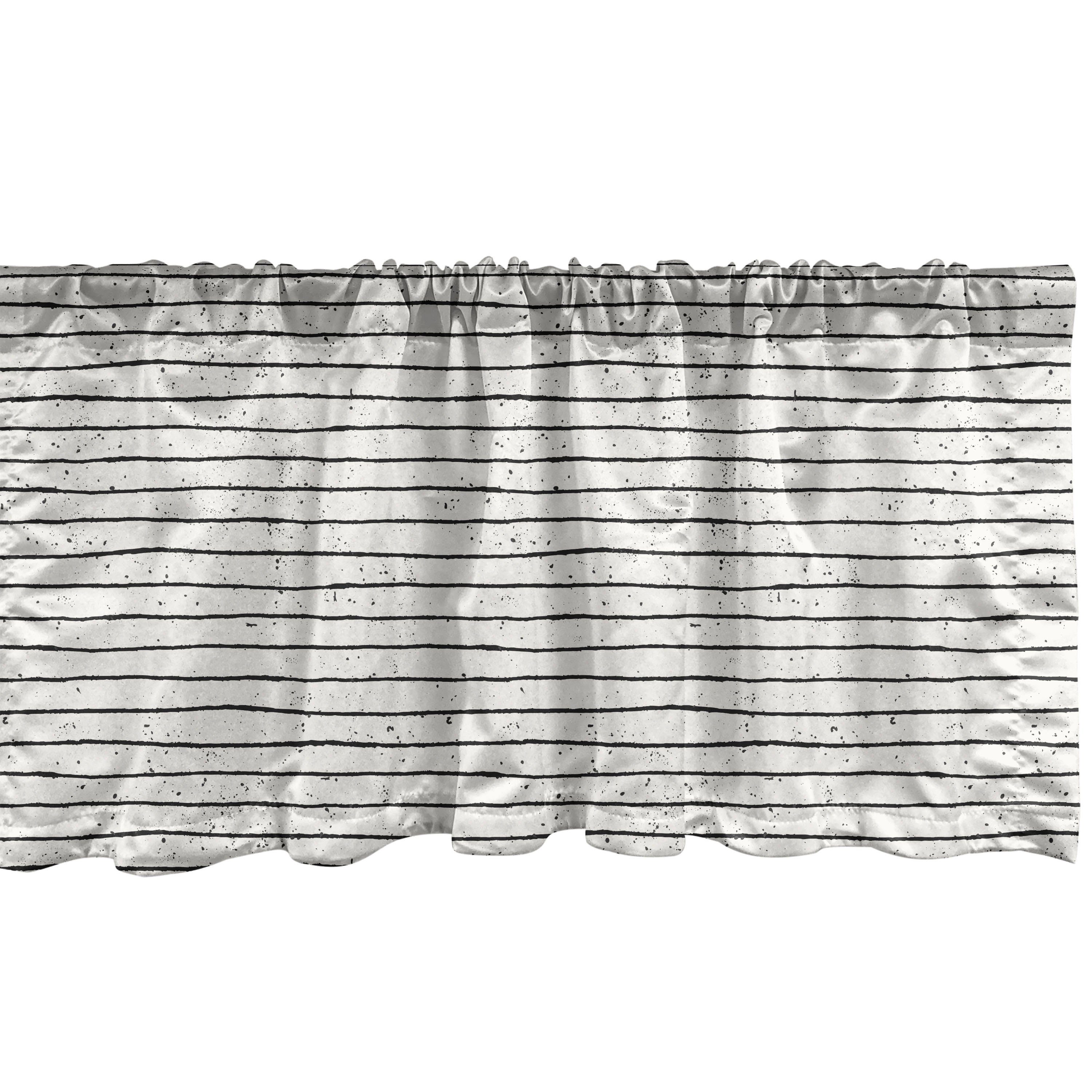 Scheibengardine Vorhang Volant für Küche Schlafzimmer Dekor mit Stangentasche, Abakuhaus, Microfaser, Nicht-gerade weiss Horizontale Streifen-Design