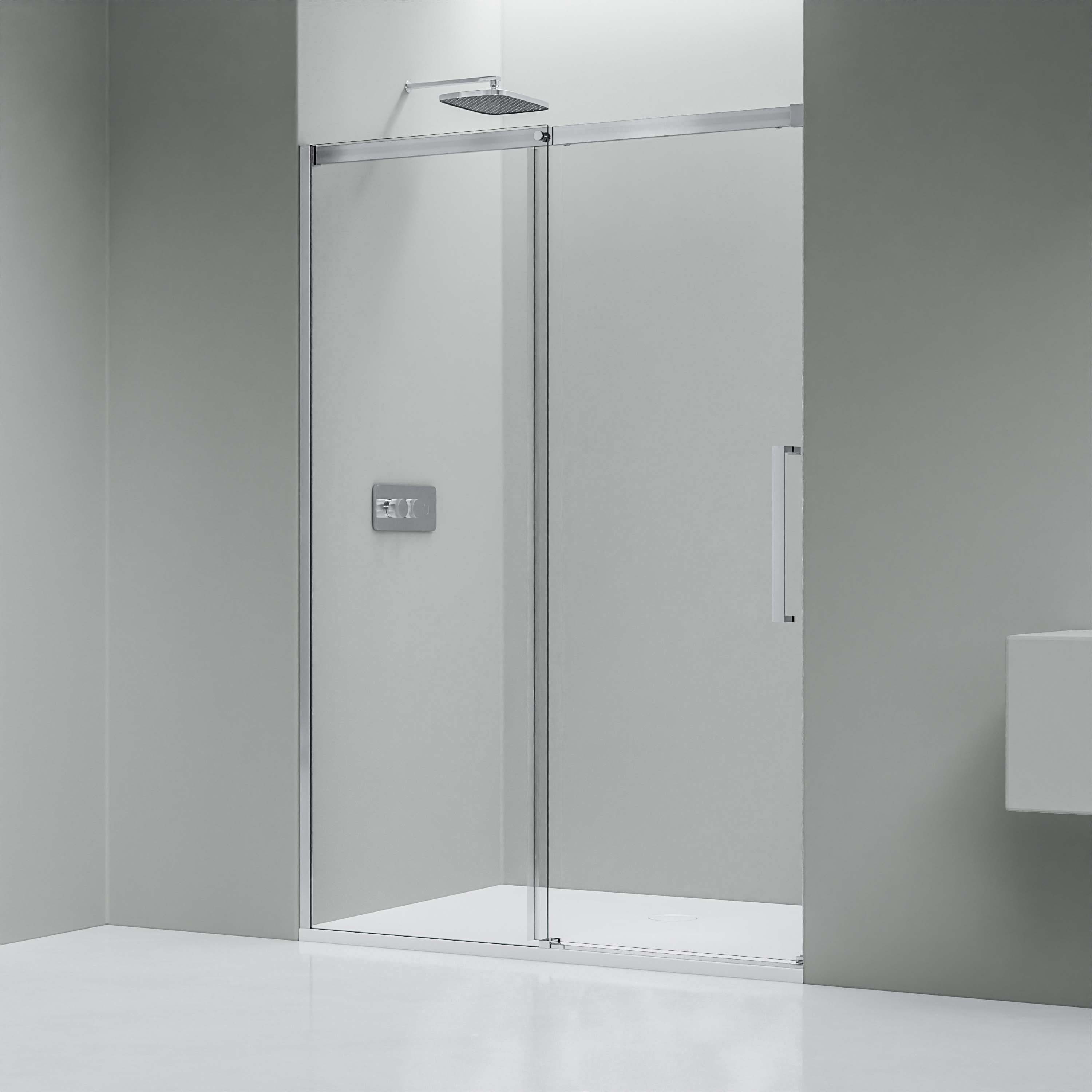 Bernstein Duschwand DX906 FLEX 100 cm, ESG Sicherheitsglas 8mm, Nischendusche Schiebetür 100cm Soft-Close 8mm Nano Chrom