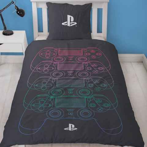 Bettwäsche PlayStation 5 135x200 + 80x80 cm, 100 % Baumwolle, MTOnlinehandel, Renforcé, 2 teilig, offiziell lizenzierte PlayStation Bettwäsche für alle Konsole Fans