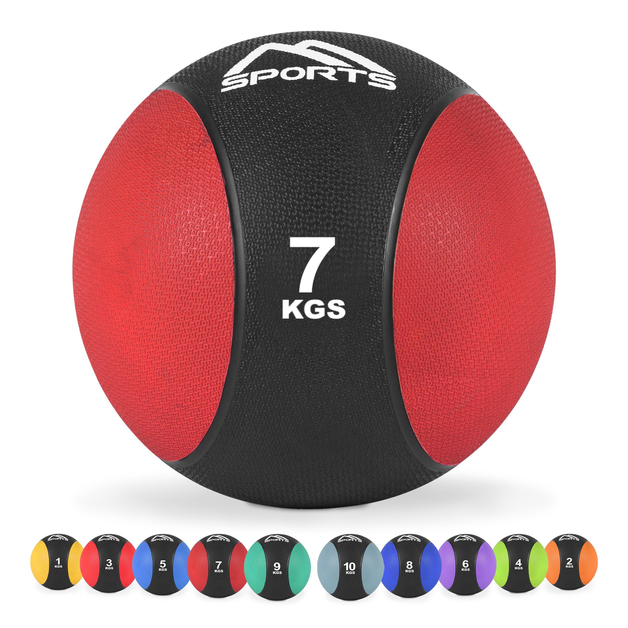 MSports® Medizinball Medizinball 1 – Übungsposter kg inkl. – 7 10 Rot kg 