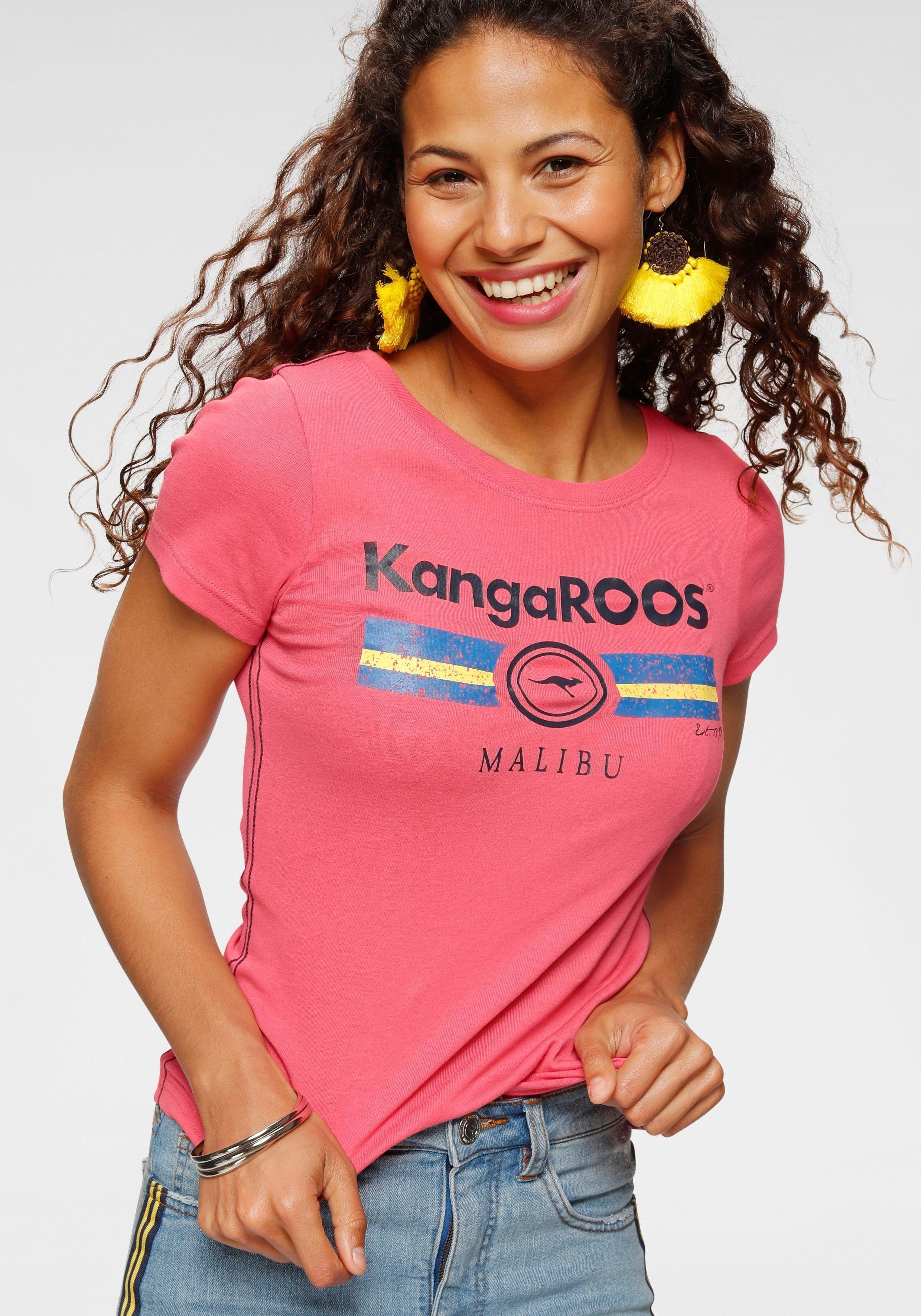 KangaROOS T-Shirt mit Label Metallic Print