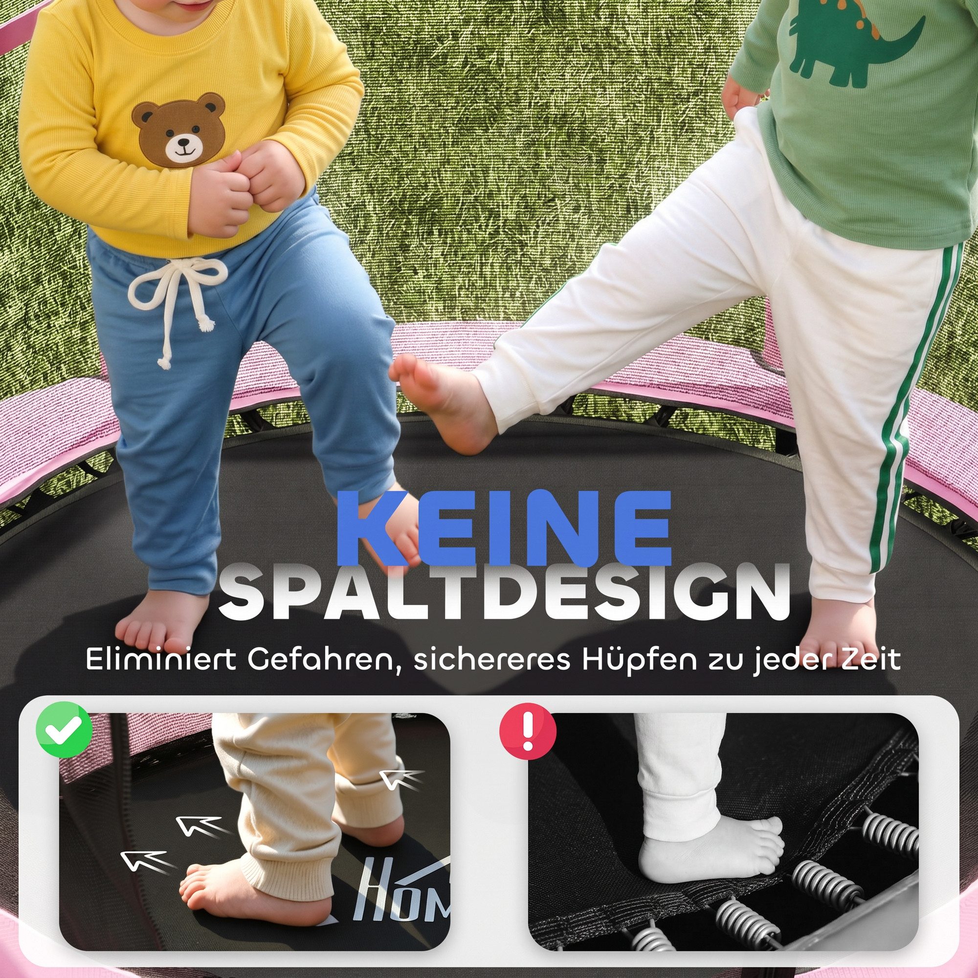 HOMCOM Kindertrampolin Trampolin Outdoor mit Sicherheitsnetz, Randabdeckung, Ø 140 cm, (Indoor Trampolin, 1 tlg., Trampolin), für Kinder 3-10 Jahre, bis 50 kg b – Bild 4 von 5