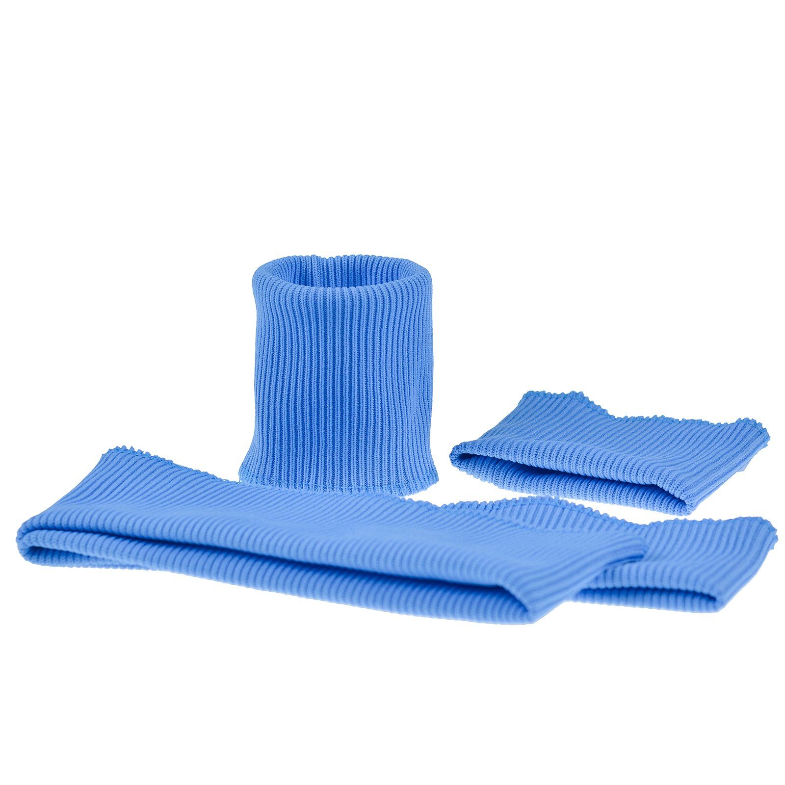 maDDma Stoff Strickbündchen Set 3-teilig, Taillen- u Ärmelbündchen elastisch, mittelblau