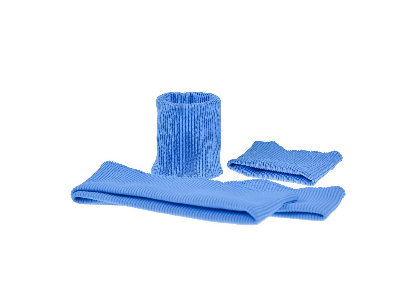 Thumbnail - maDDma Stoff Strickbündchen Set 3-teilig, Taillen- u Ärmelbündchen elastisch, mittelblau