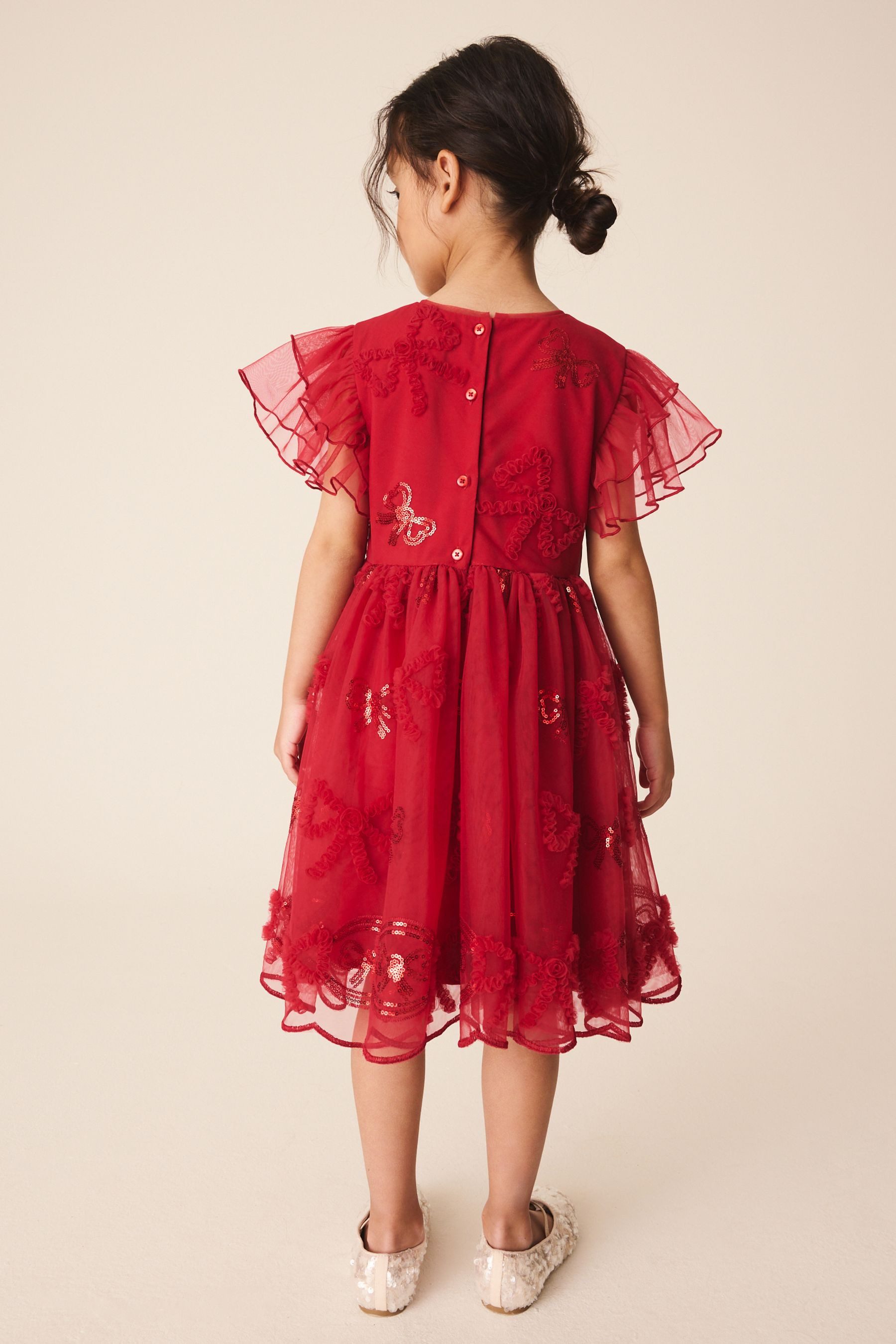 Next Partykleid Festliches Mesh-Kleid mit Schleife und Verzierung (1-tlg) – Bild 2 von 4