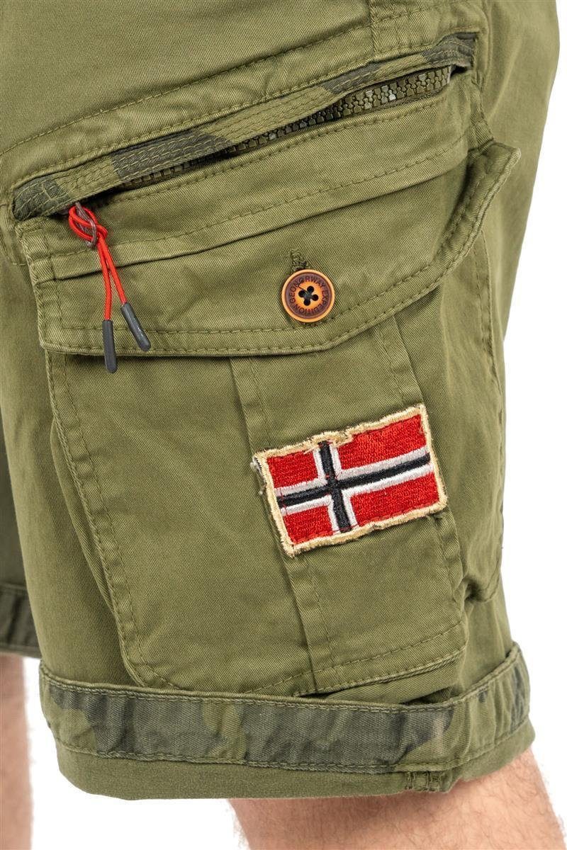 Taschen Men Geo verzierten mit khaki baparento Cargo (1-tlg) Hose Shorts Kurze Norway