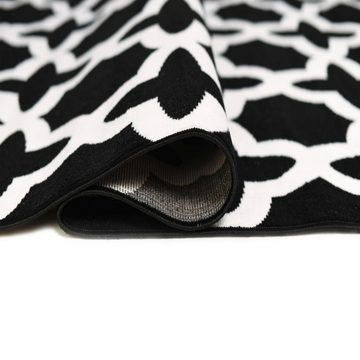 Designteppich Modern Teppich Geometrische Muster schwarz weiß - Kurzflor, Mazovia, 80 x 150 cm, Geeignet für Fußbodenheizung, Höhe 7 mm, Kurzflor