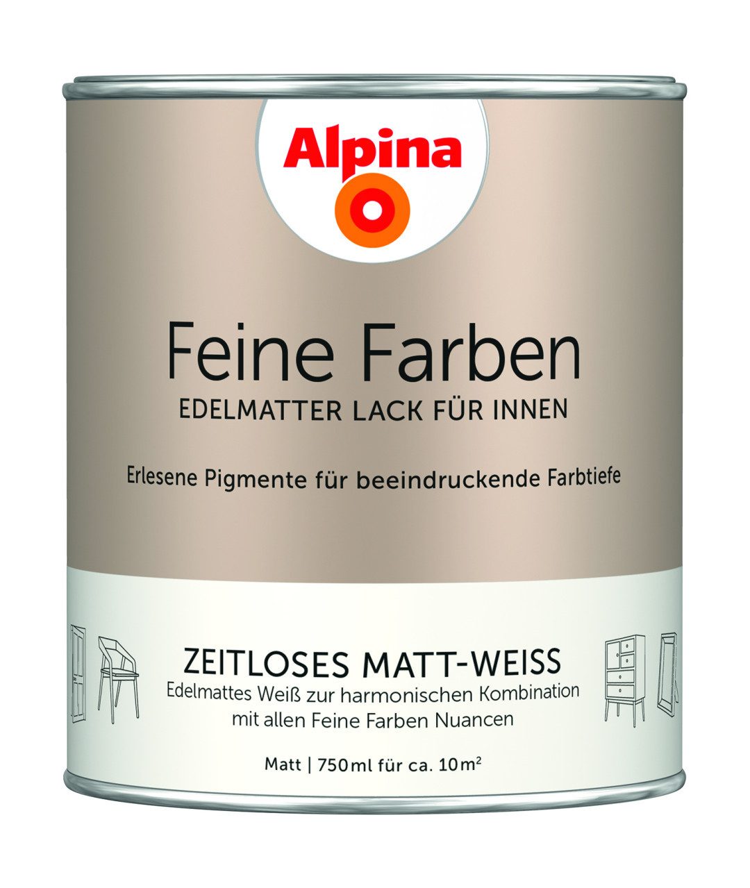 Alpina Wandfarbe Alpina Feine Farben Lack Zeitloses Matt-Weiß 750