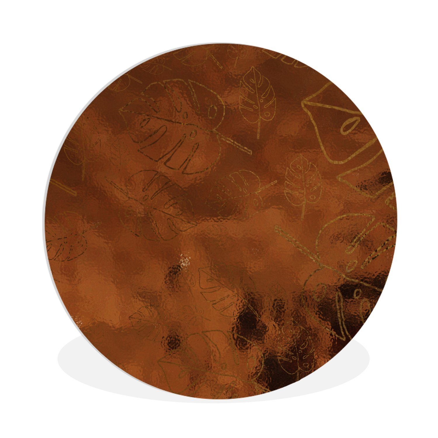MuchoWow Gemälde Muster - Bronze - Luxus - Gold, (1 St), Kreis Wanddekoration Forex, Rundes Wandbild, Wohnzimmer, 30x30 cm