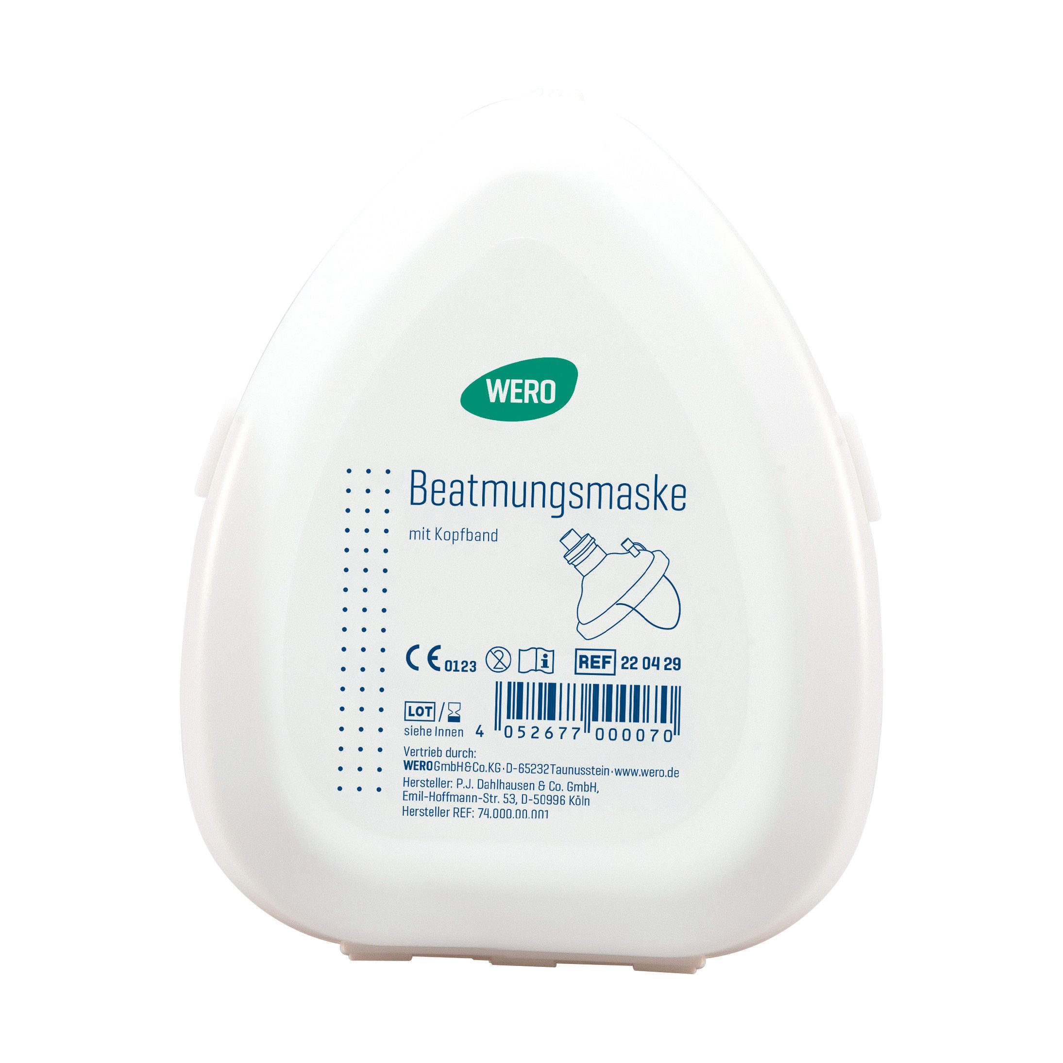 WERO Erste-Hilfe-Set Beatmungsmaske inkl. Einwegventil, Kopfband und O2 Anschluss