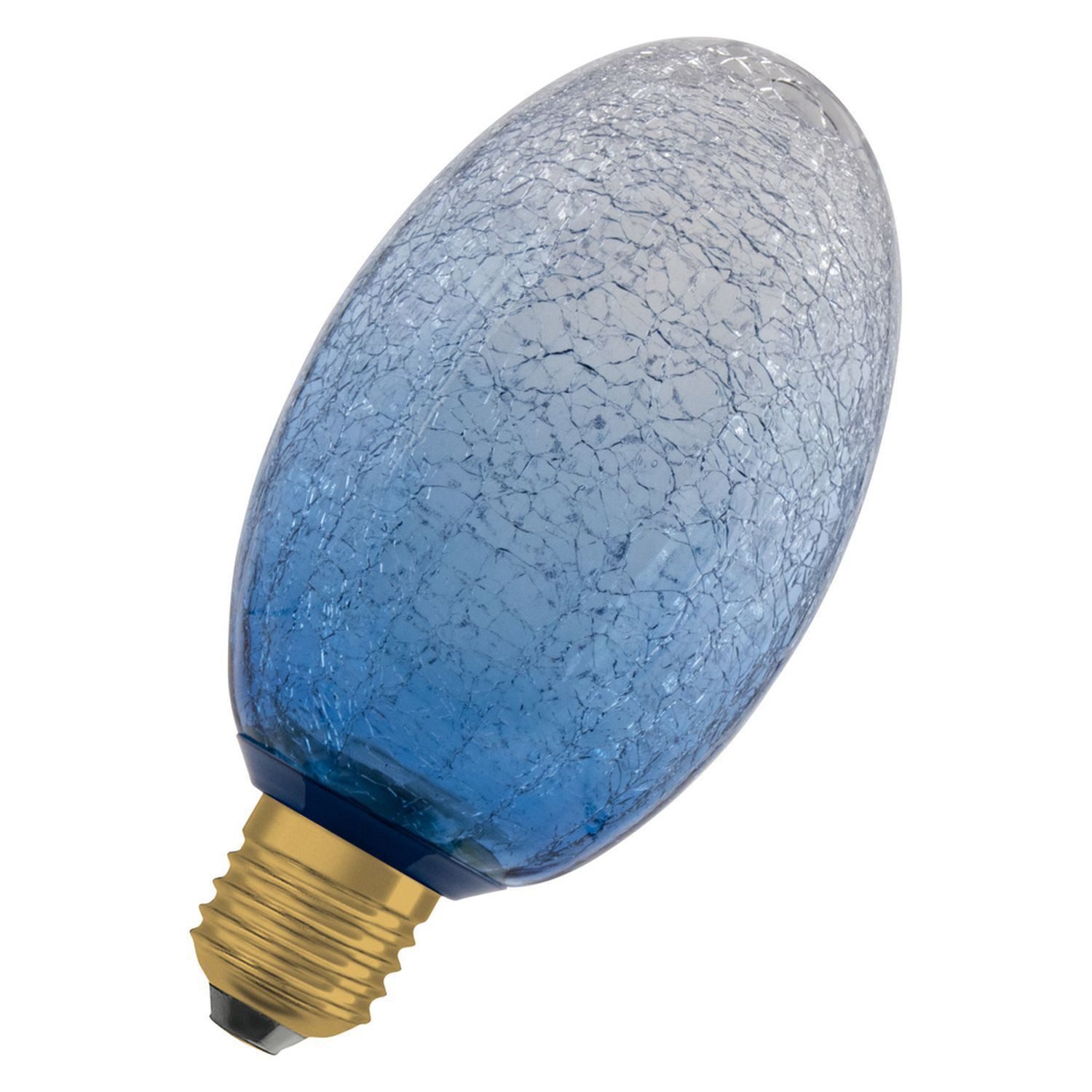 Licht-Erlebnisse LED-Leuchtmittel LAMP, E27, Warmweiß, Deko Lampe Crackled Glas Blau E27 2700 K 300 lm Ø 9 cm warmweiß