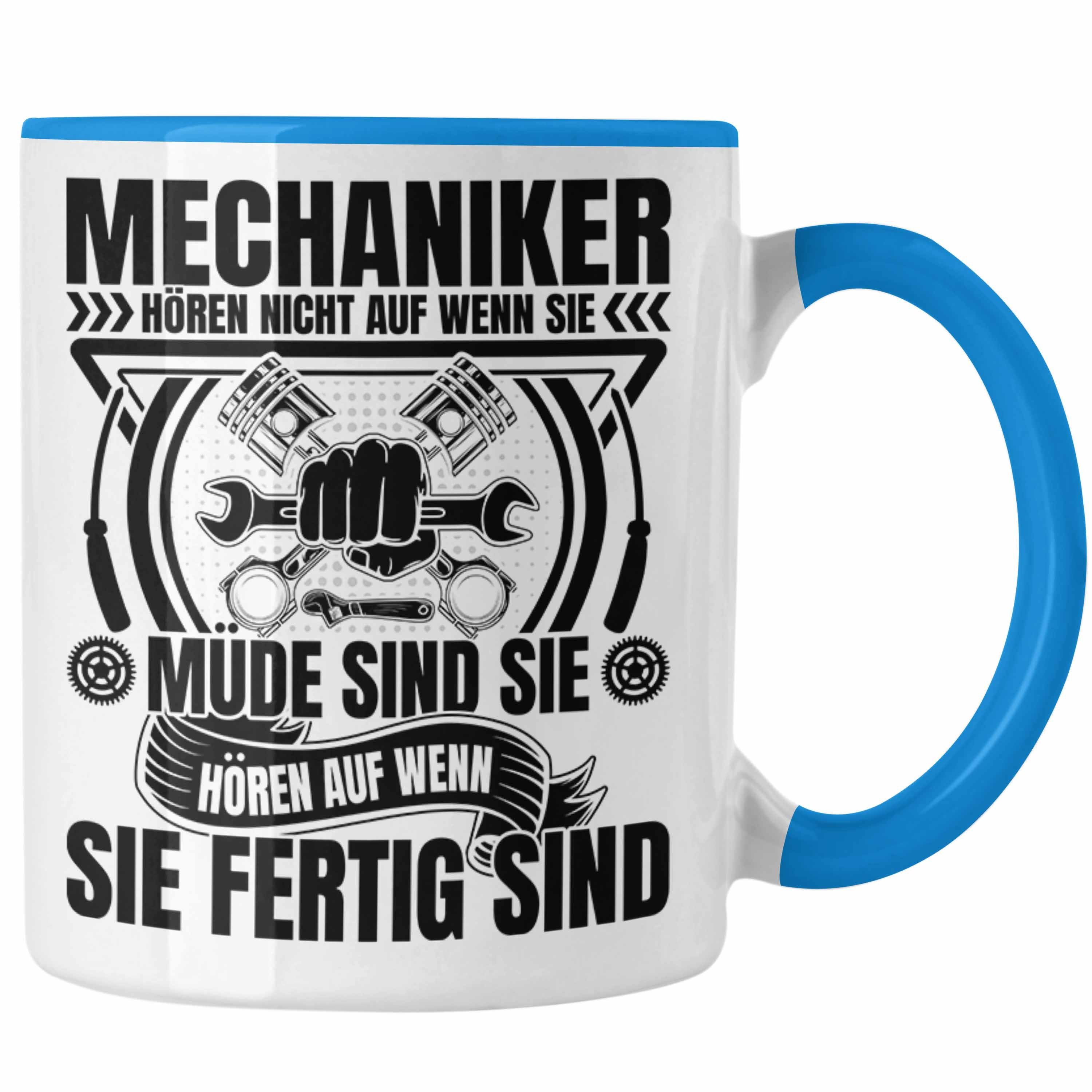 Männer Mechaniker Tasse Trendation Mechatroniker Tasse KFZ Geschenk KFZ Geschenk Blau Spruch
