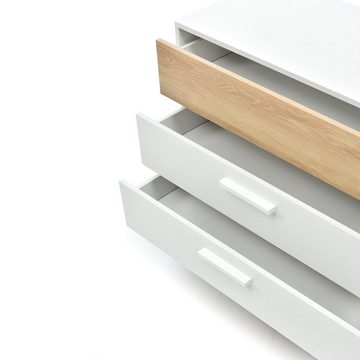 Ulife Kommode Schubladenkommode mit 3 Schubladen für fast alle Wohnräume, E1 Klassenmaterialien