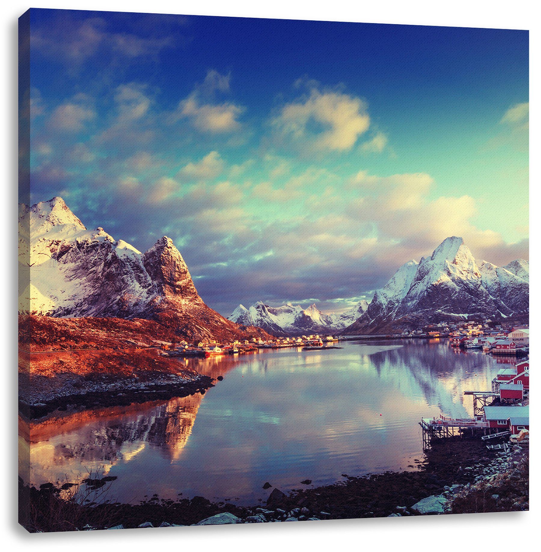 Pixxprint Leinwandbild Schneelandschaft in Norwegen, Schneelandschaft in Norwegen (1 St), Leinwandbild fertig bespannt, inkl. Zackenaufhänger