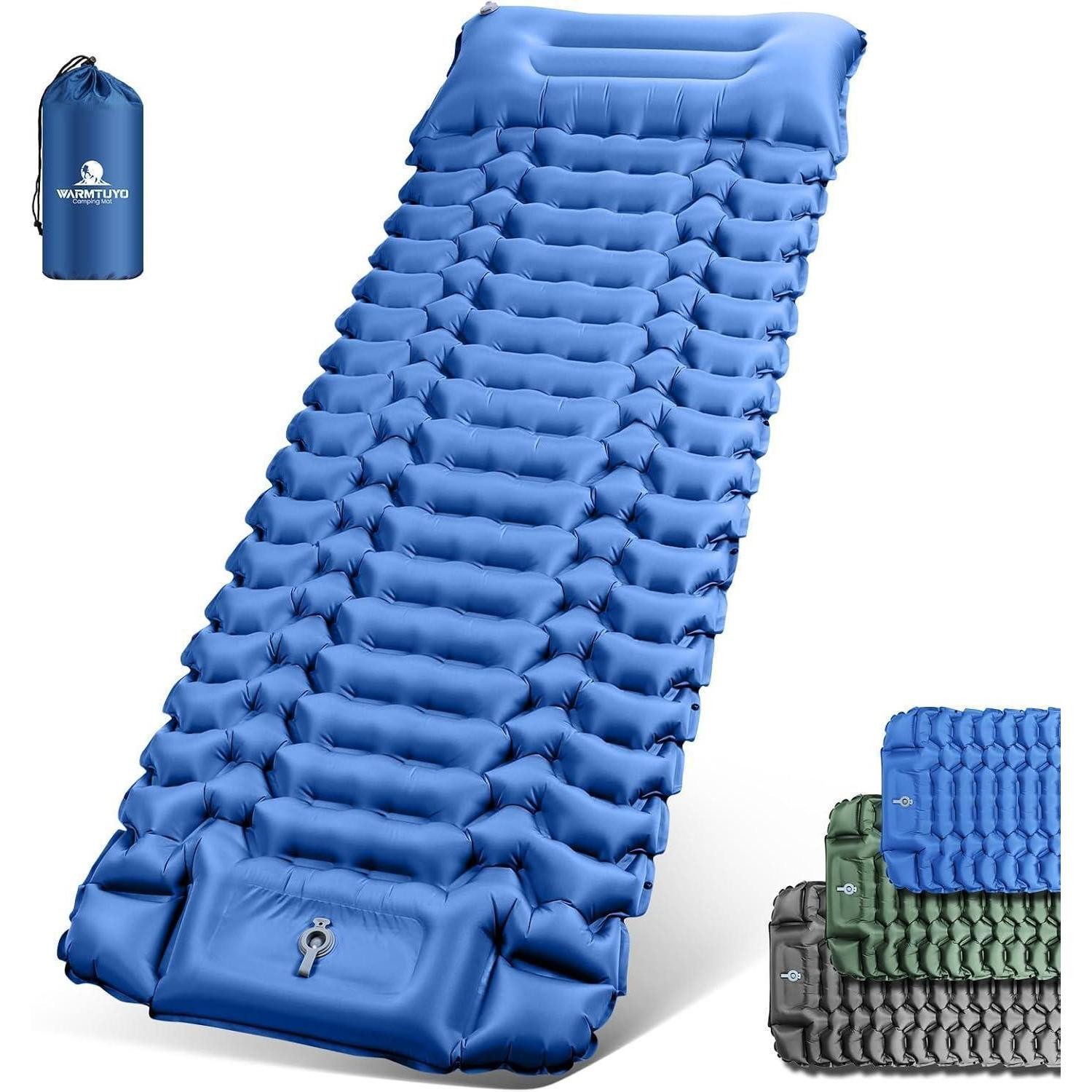 LuxusKollektion Isomatte Isomatte Selbstaufblasend Ultraleicht Camping Fußpresse Marineblau