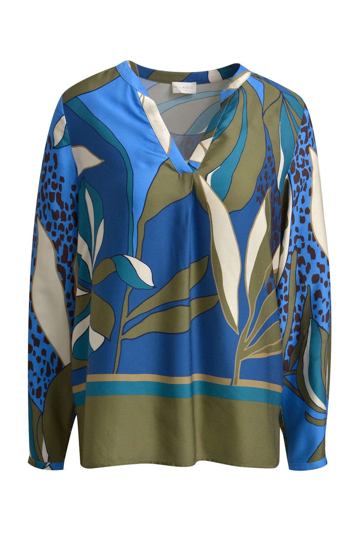 Milano Italy Hemdbluse V-NECK BLOUSE, PLEAT