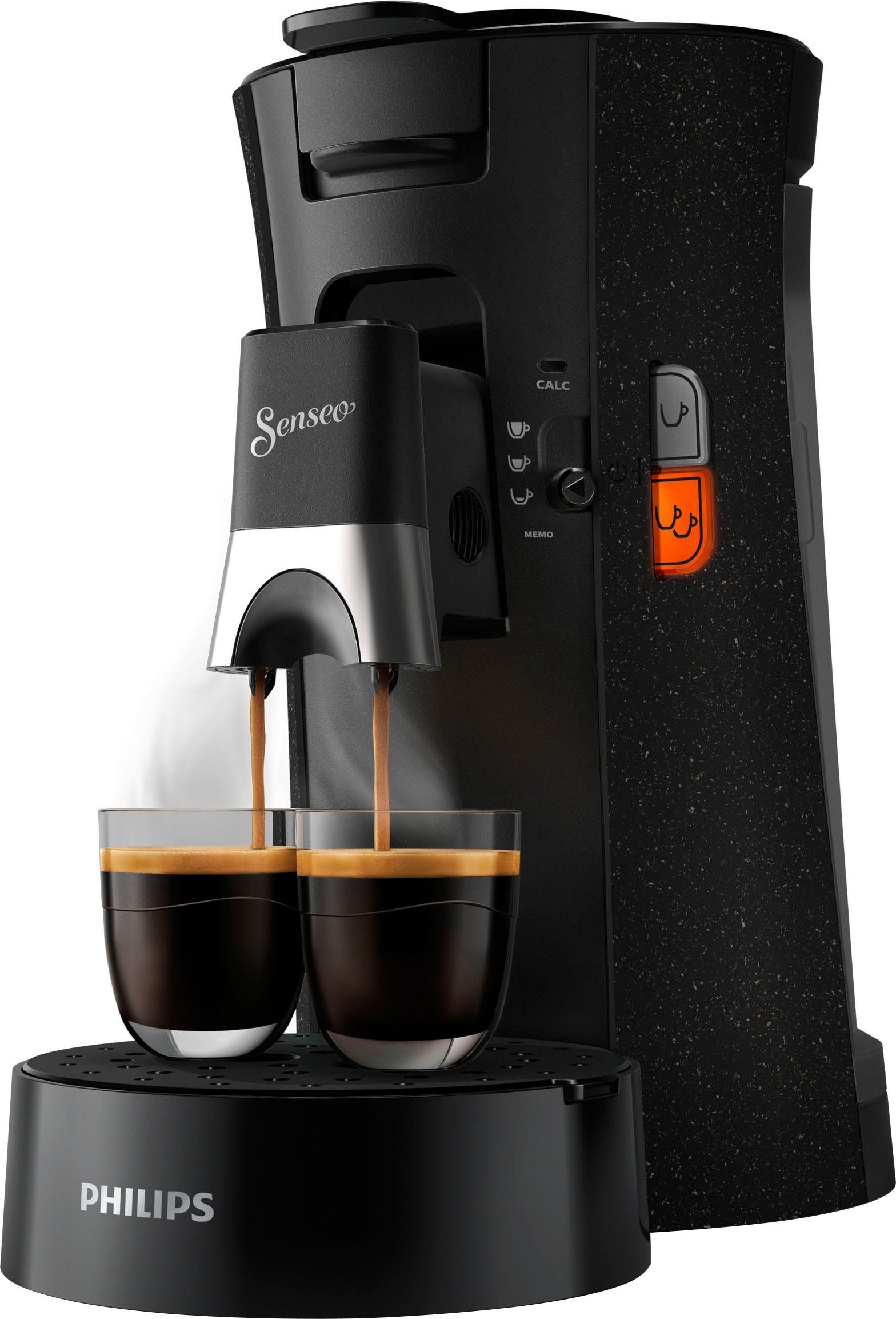 Philips Senseo Kaffeepadmaschine Select +3 Plastik, CSA240/20, Kaffeespezialitäten, €14,-UVP) ECO Memo-Funktion, 37% (Wert aus Gratis-Zugaben recyceltem