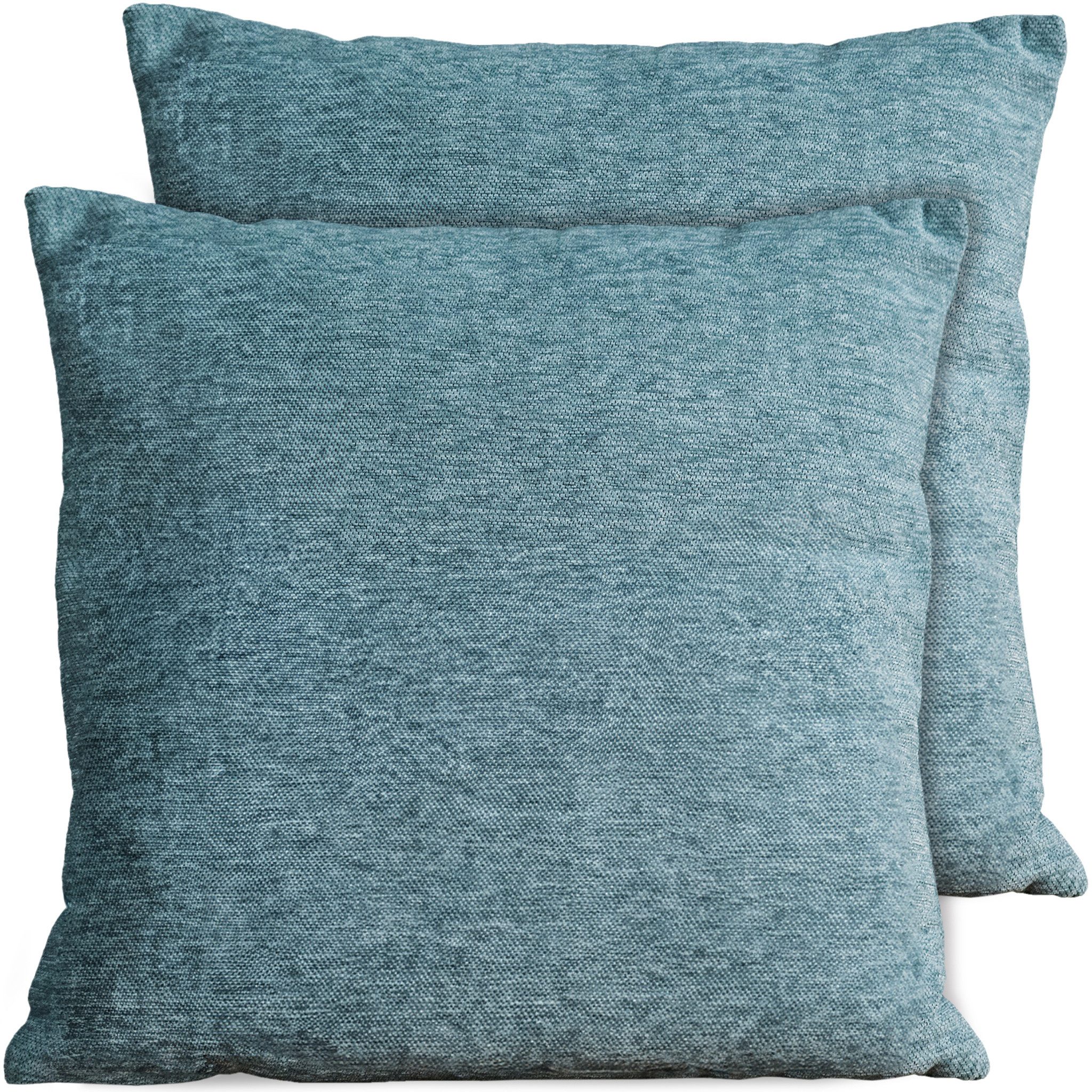 matches21 HOME & HOBBY Kissenbezüge 2er Set Kissenhüllen 45x45 cm blau-grau meliert als weiche Dekokissen, (2 Stück), Zierkissen-Bezüge für Sofa-Kissen, Couch-Kissen