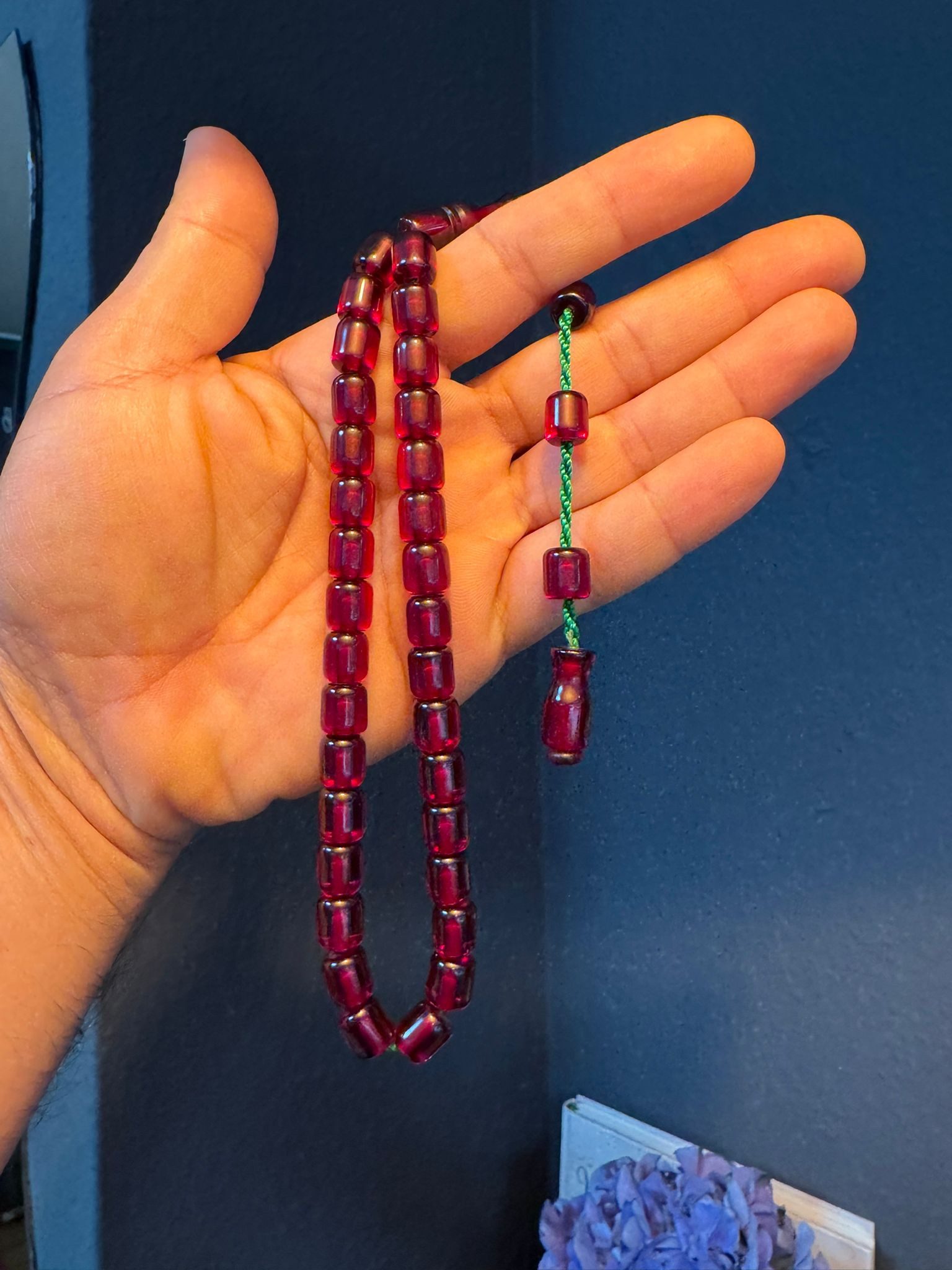 TesbihBid Kettenanhänger Osmanli Bordo-Yesil (Bakalite Subha Ates, Amber Prayerbeads Die schönsten Geschenke zum Vatertag – für Männer / Väter Oltu kehribar, 33-tlg., Ates Sikma Erkek hediye), Gebetskette Tesbih Misbaha Tasbeeh