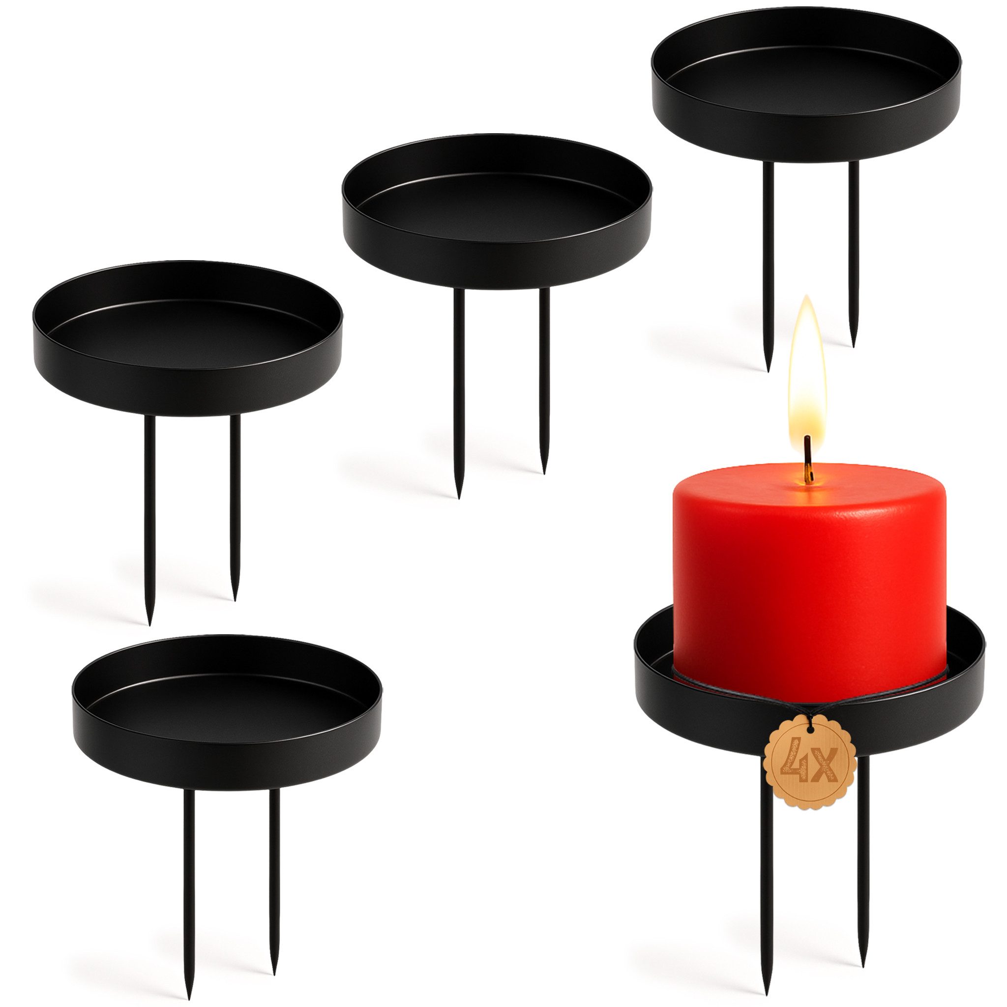 matches21 HOME & HOBBY Kerzenhalter Kerzenteller 4er Set Metall Schwarz Ø 8 günstig online kaufen