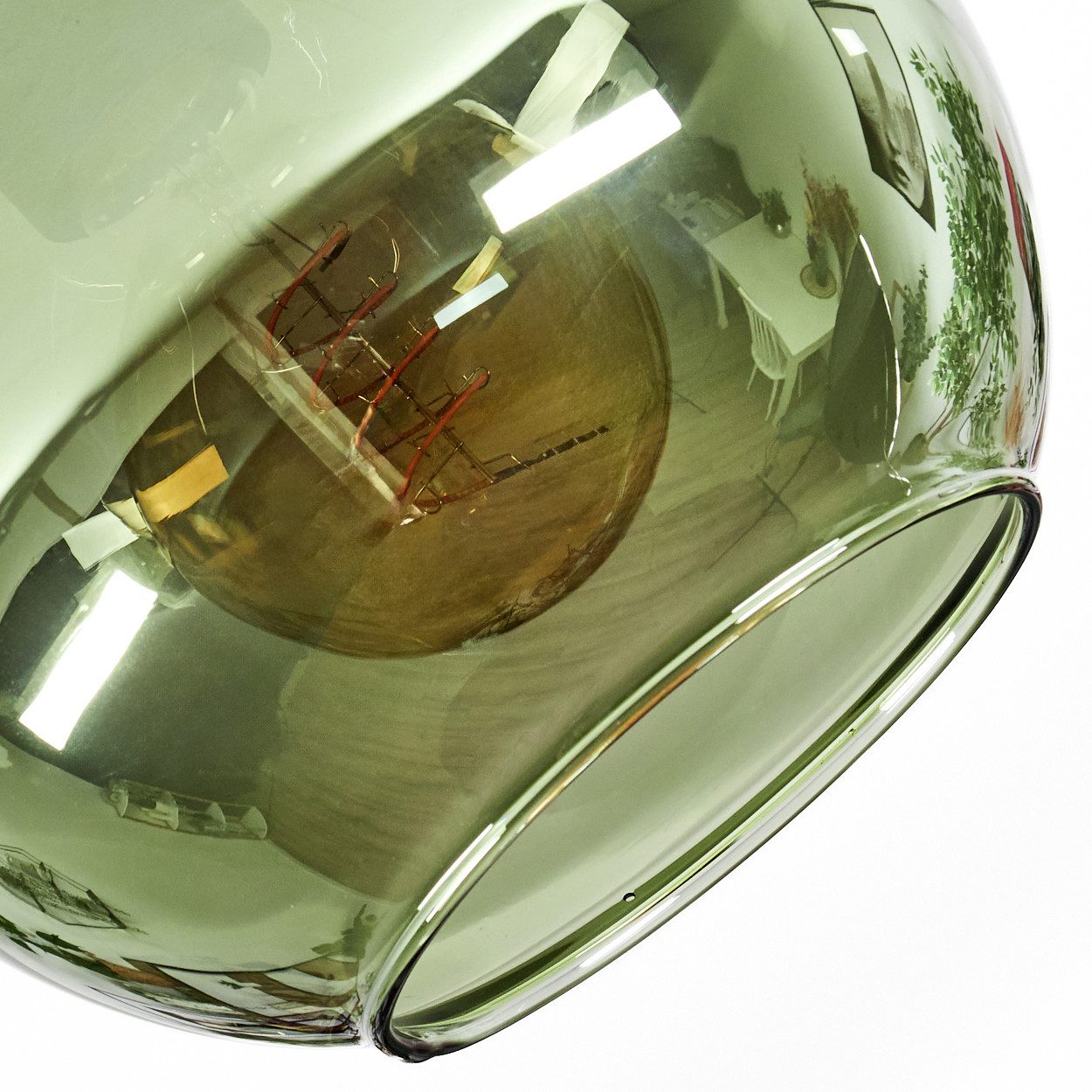 hofstein Deckenleuchte Deckenlampe aus Metall/Glas in Schwarz/Grün, Deckenleuchte im modernen Vintage-Design (Schirm Ø 20 cm), 1 x E27 – Bild 3 von 5