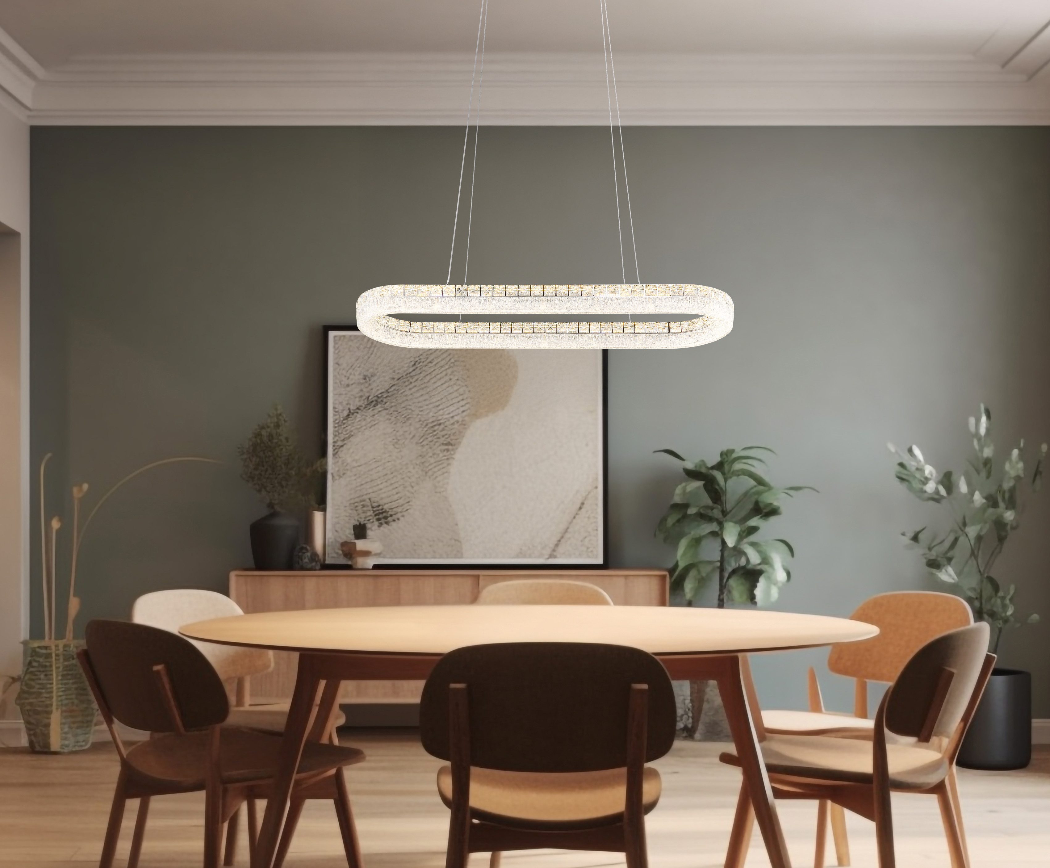 GLOBO LIGHTING Hängeleuchte LAUREL, LED fest integriert, Verchromte Hängeleuchte mit Acryl und Glaskristallen, dimmbar