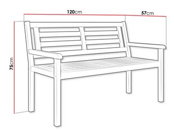 MIRJAN24 Gartenbank Ugabi, 2-Sitzer, aus Akazienholz, 120x57x75 cm