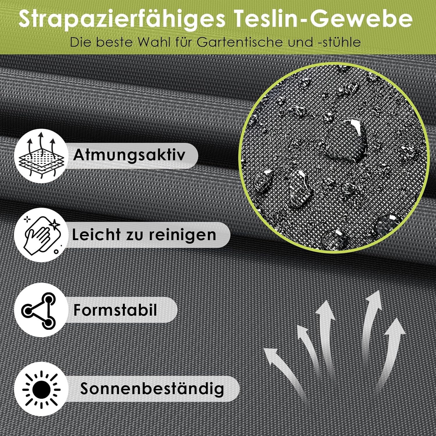 TLGREEN Gartenlounge-Set 4-teiliges Gartenmöbel Set, (Wetterfeste Sitzgruppe mit 1 Gartenbank, 2 Stühlen & 1 Glastisch, Textilene Outdoor Lounge), Modern Balkon – Bild 4 von 5