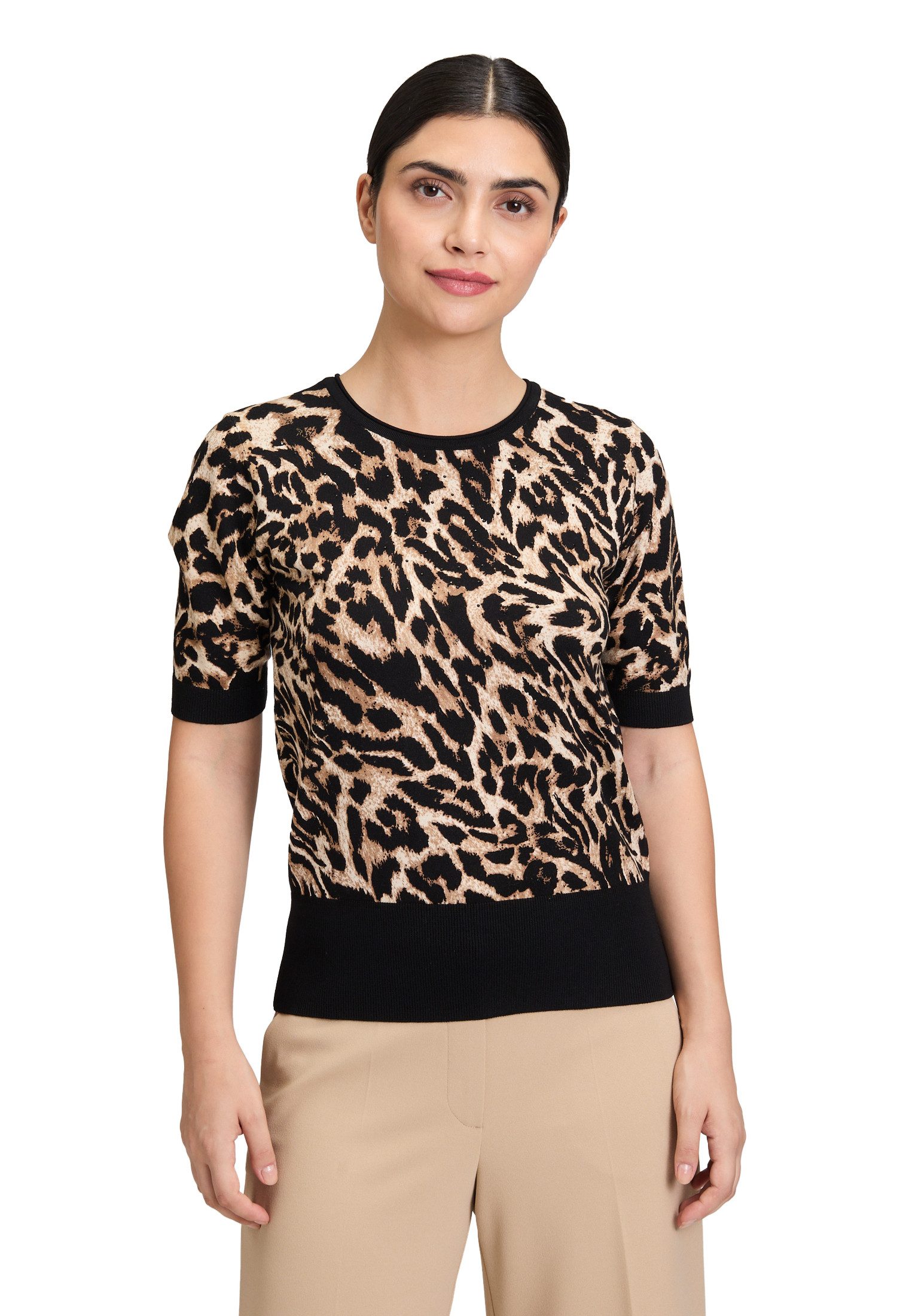 Betty Barclay Kurzarmshirt Damen Feinstrickpullover mit Animalprint (1-tlg) günstig online kaufen