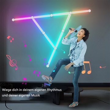 LANOR LED Dekolicht LED-Lichtleiste DIY Wandleuchte Intelligente Stimmungslichter 9 Stück, RGB-Phantomlicht, Sprachaktiviert, musiksynchronisiert