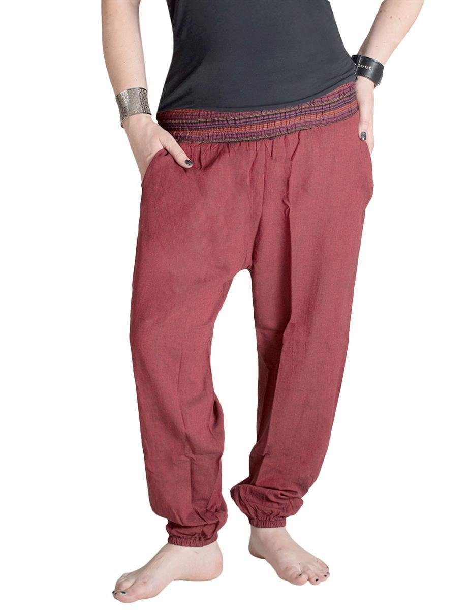 Vishes Haremshose Chino Haremshose mit dehnbarem gestreiften Bund Ethnohose, Festivalhose