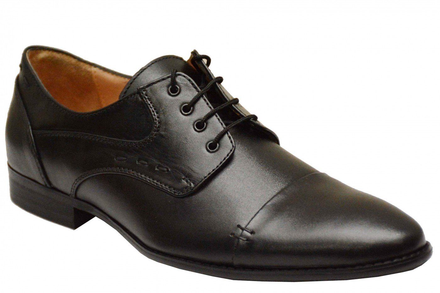 German Wear HB-102 Black Schnürschuh Derby Business-schuhe Lederschuhe echtleder Schuhe Schwarz