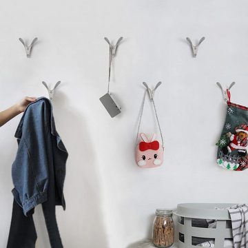 KIKI Garderobenhaken 6 Stück Doppelt Wandhaken, Minimalistisch Design Garderobenhaken