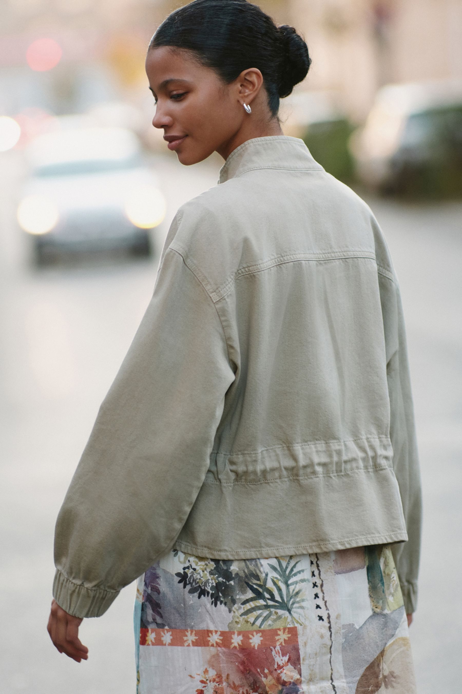 Next Jeansjacke Denim-Jacke mit Reißverschluss und Kordelzug (1-St)