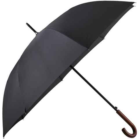 EuroSCHIRM® Partnerschirm Automatik W130, schwarz, Regenschirm für Zwei, mit Automatik, Griff aus Holz, extra großes Dach