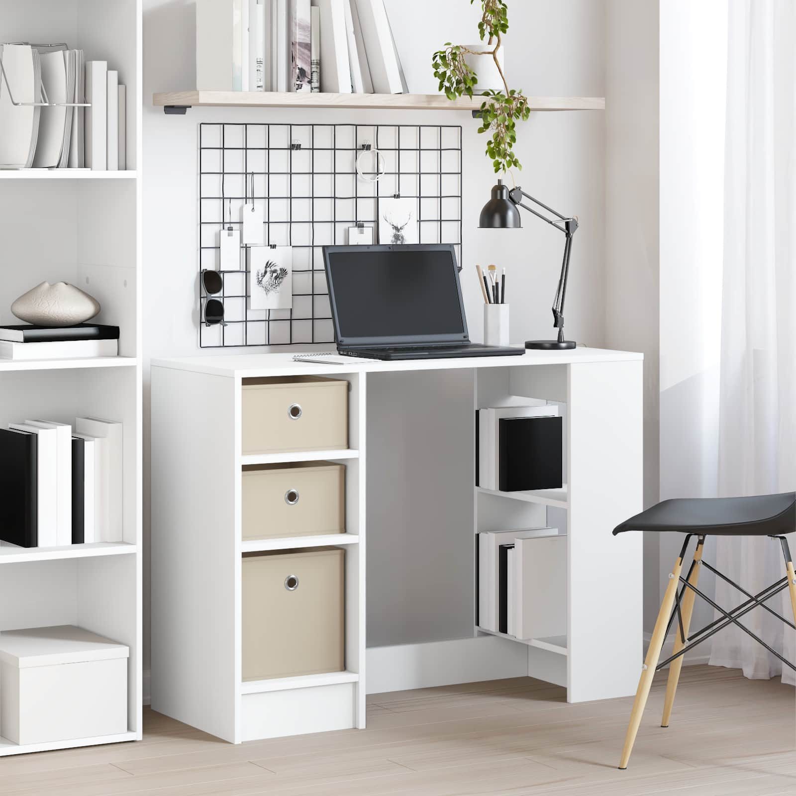 furnicato Schreibtisch 100 x 40 x 75 cm Weiß (1-St), Schreibtisch mit 3 Schubladen und versenkten Griffen für Wohnzimmer