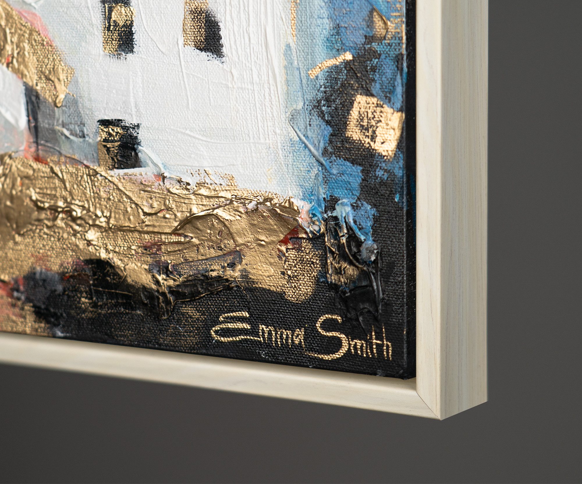 YS-Art Gemälde Häuschen im Sonnenlicht, Architektur, Leinwandbild einer abstrakten Kleinstadt, Dorfleben in gold