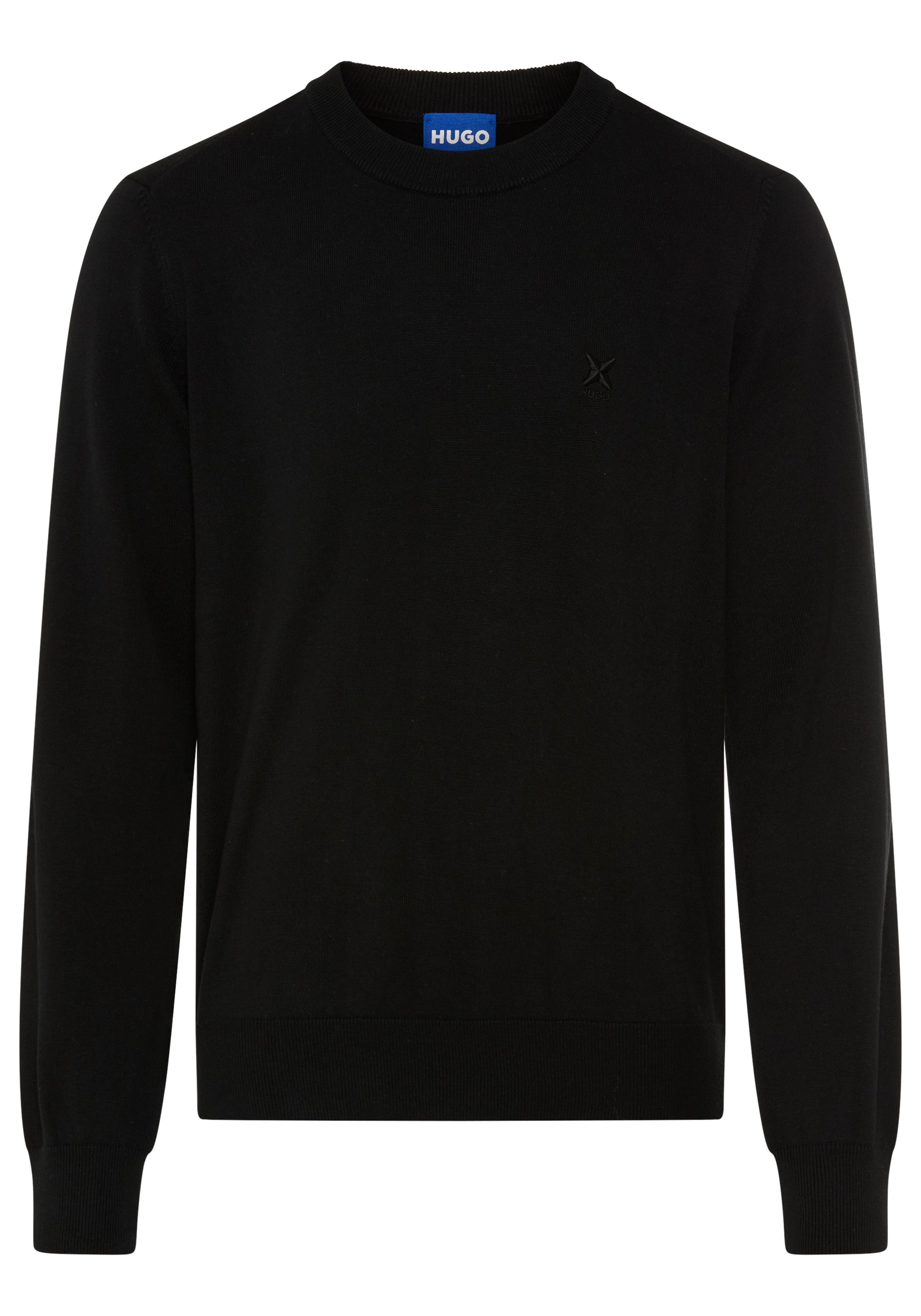 HUGO Strickpullover San Celio Rundhalsausschnitt, Regular Fit, Baumwollmix