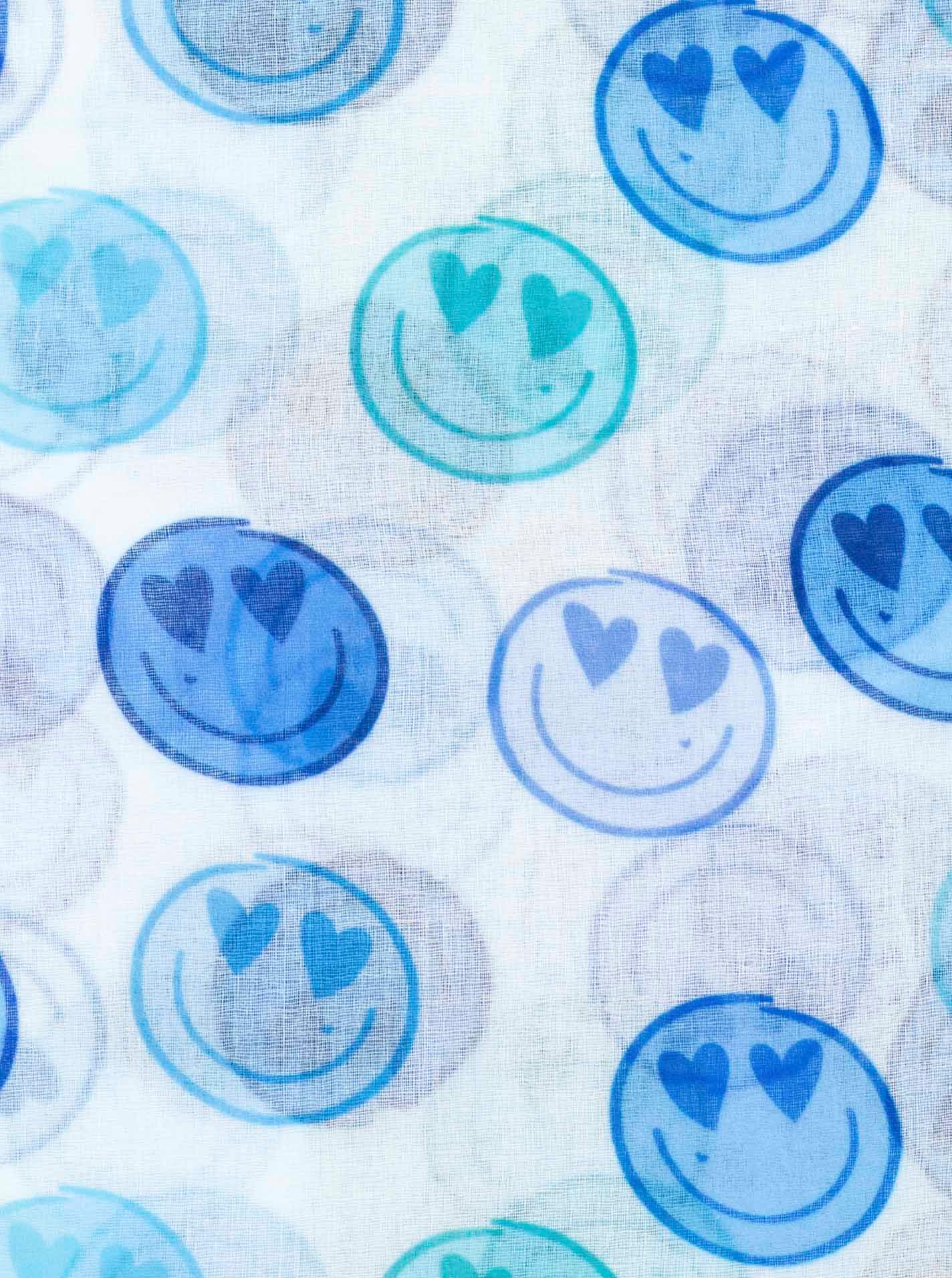 Zwillingsherz Schal "Smiles", transparenter Look, fröhliche Gesichter