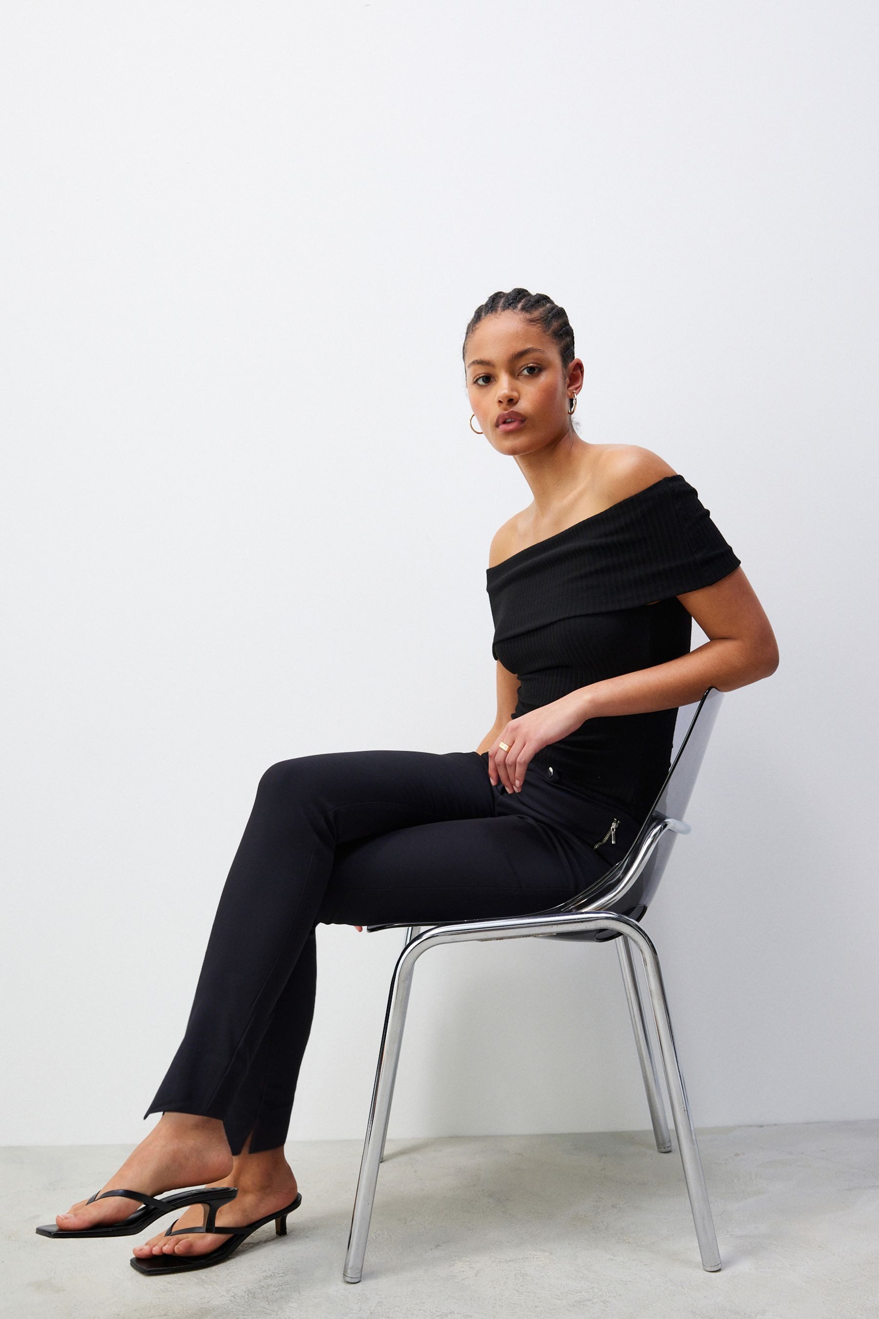 Next Stoffhose Skinny Fit Hose mit Reißverschluss, Kurzgröße (1-tlg)