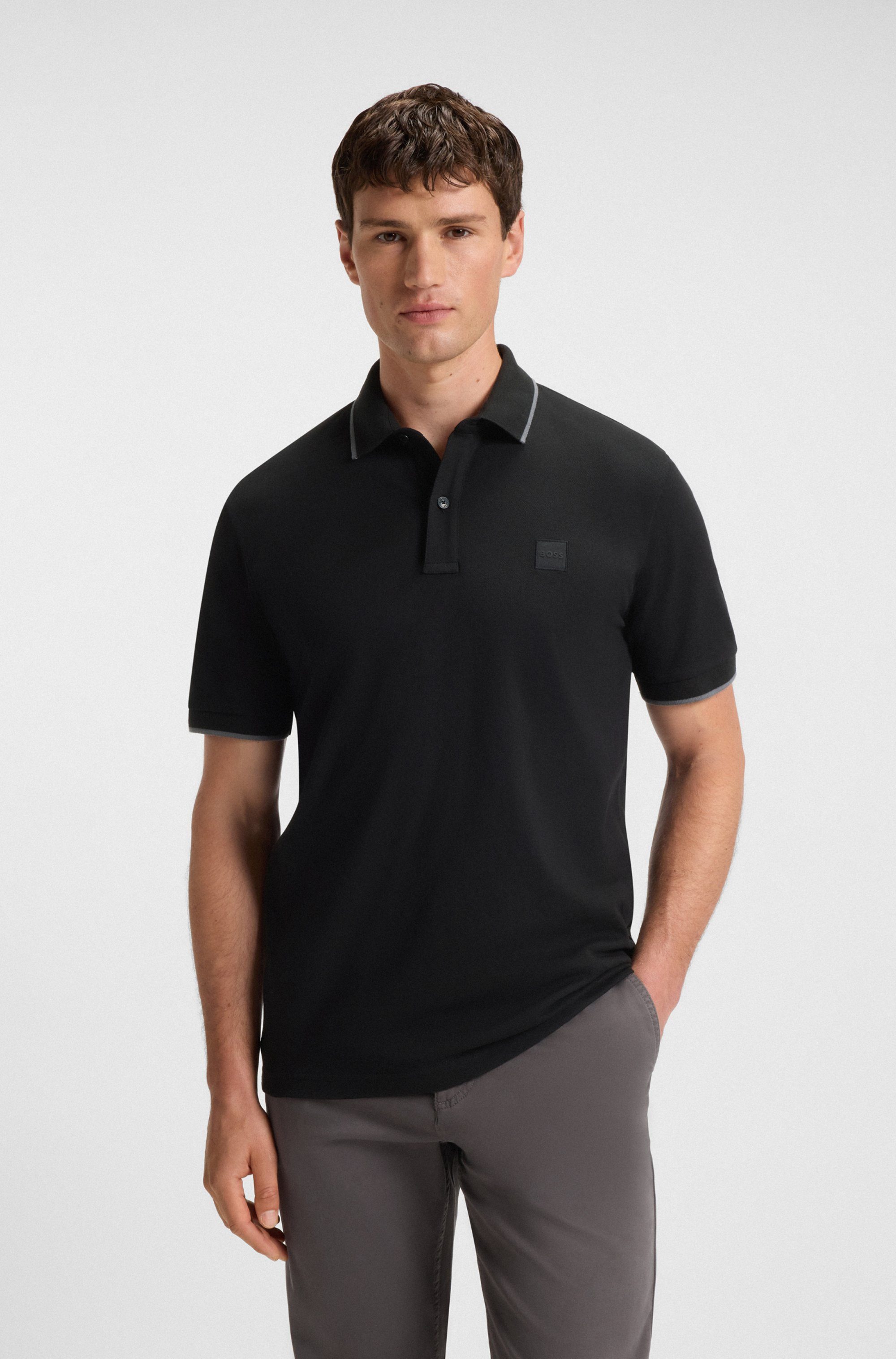 BOSS ORANGE Poloshirt Passertip mit BOSS Logo-Badge