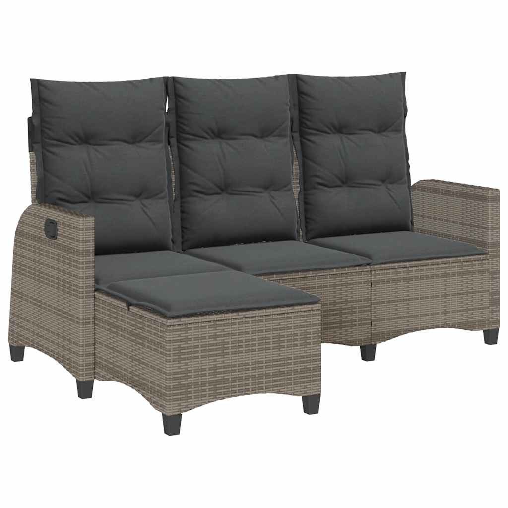 vidaXL Loungesofa Gartensofa mit Liegefunktion Kissen L-Form Grau Poly Rattan, 1 Teile
