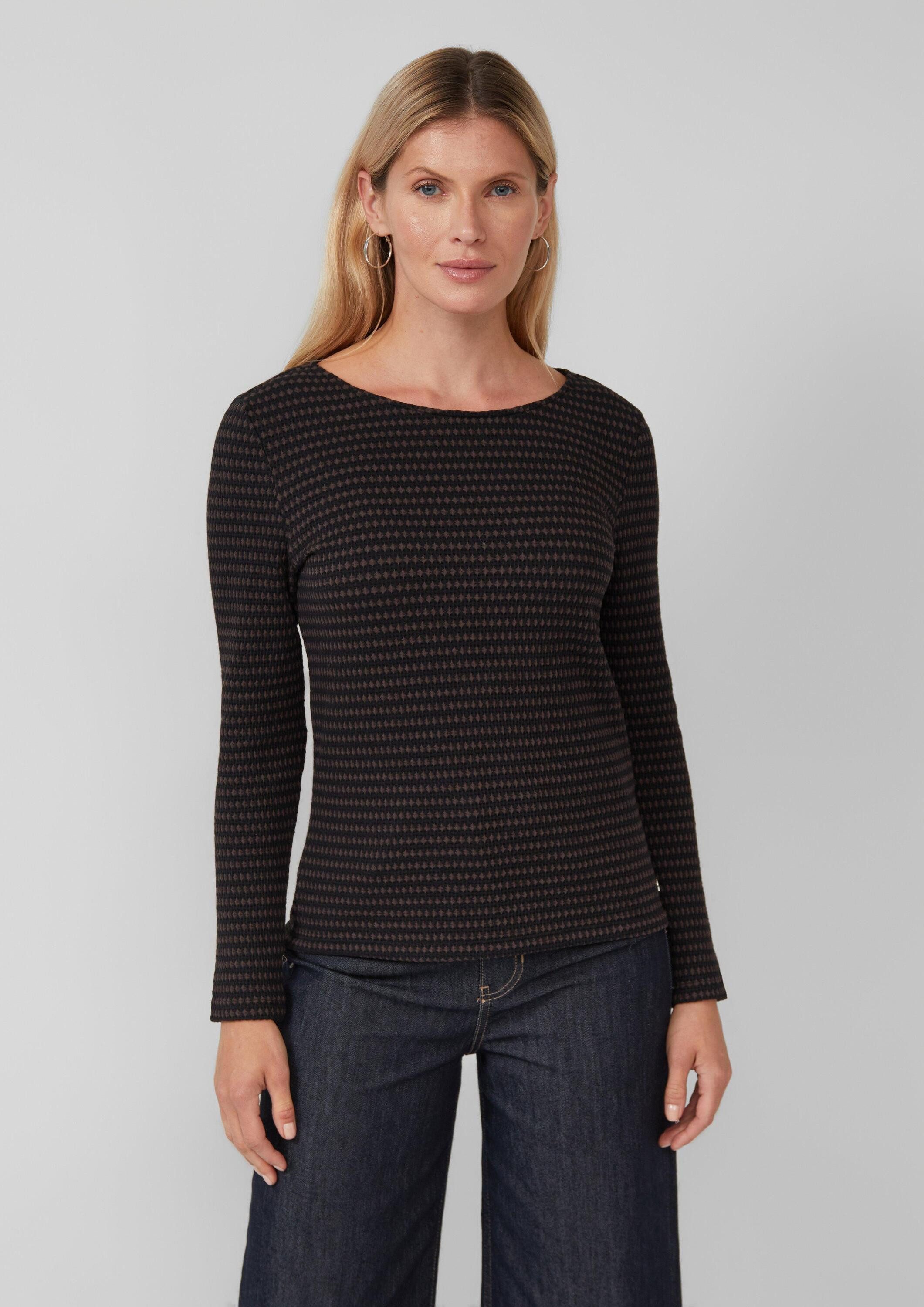 s.Oliver Langarmshirt T-Shirt Bicolor-Shirt mit Strukturmuster günstig online kaufen