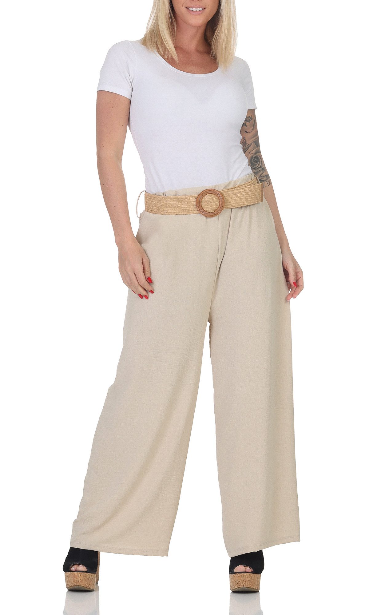 CLEO STYLE Stoffhose Damen Schlaghose 2576 günstig online kaufen