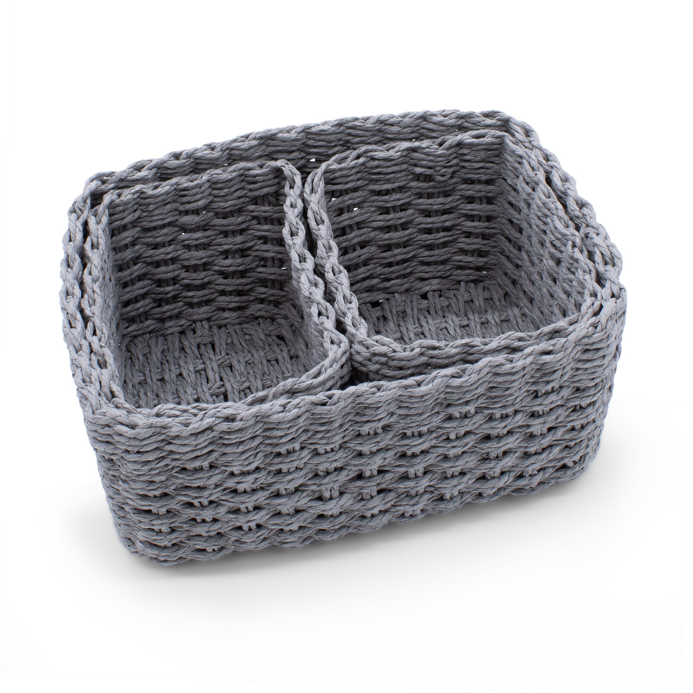 Spetebo Aufbewahrungskorb Deko Aufbewahrungs Körbchen in grau - 3er Set (Set, 1 St., 3tlg), Rattan Allzweck Flechtkorb aus Papier