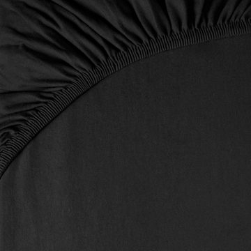 Spannbettlaken Pur Topper Laken Jersey Laken 90x200-100x200cm schwarz, aqua-textil, Baumwolle, (1 Stück), anschmiegsam,bügelfrei,faltenfreier Sitz