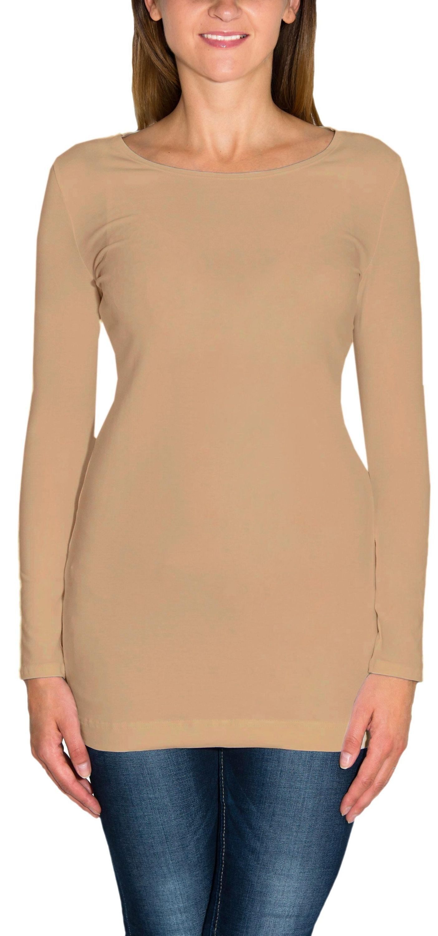 Alkato Langarmshirt Alkato Damen Langarm Longshirt günstig online kaufen